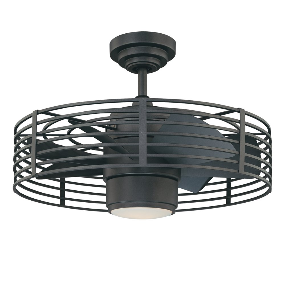  AC17723-NI Enclave 23-in Cage Ceiling Fan with Light Kit and Wall-mounted Remote (7-Blade)