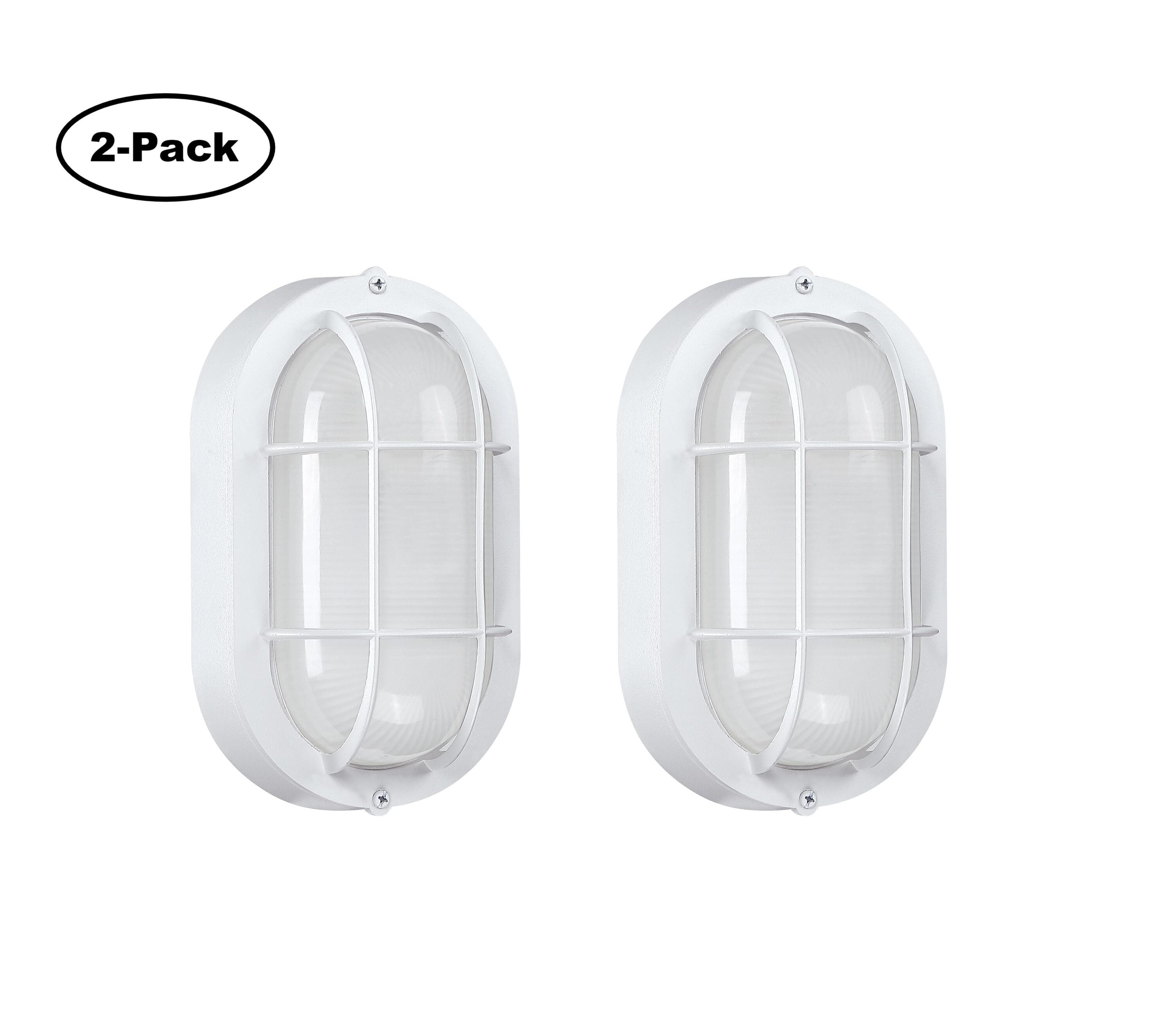 Hukoro 2FL75451-WH 2 -Pack 1 -Light 8.5-in H Matte White Hardwired Outdoor Wall Light