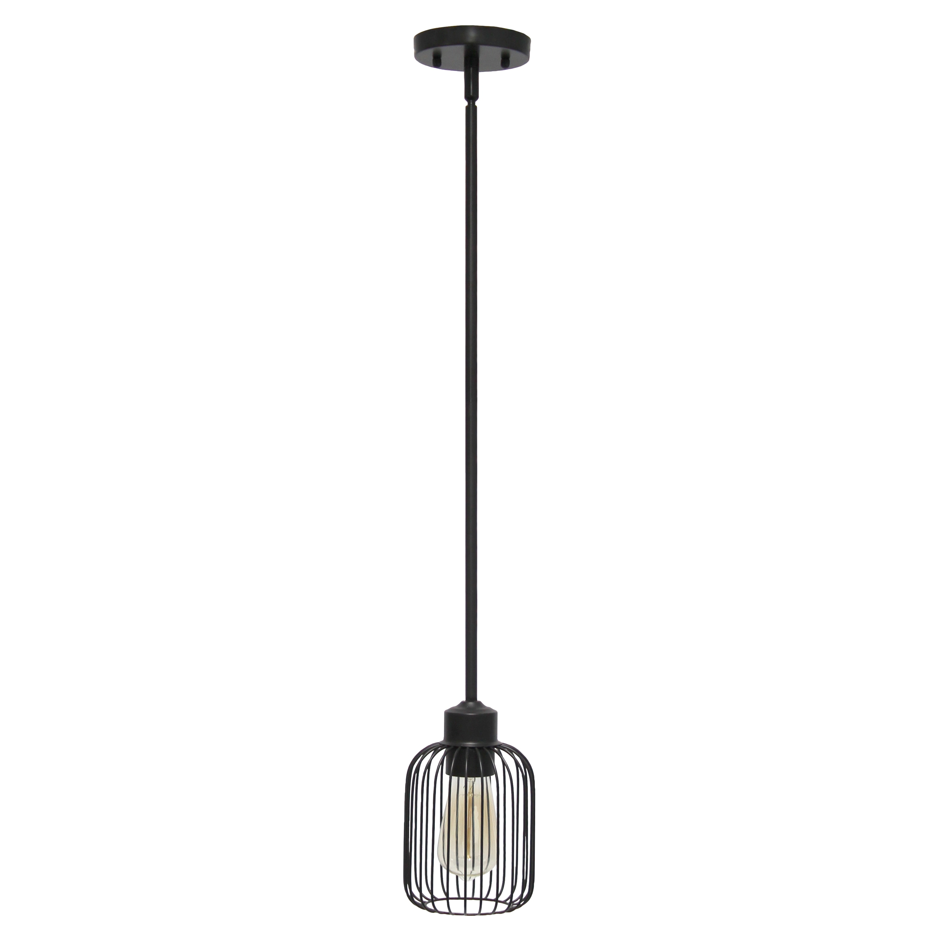 Lalia Home LHP-3018-BK Ironhouse Black Industrial Cylinder Medium Hanging Pendant light