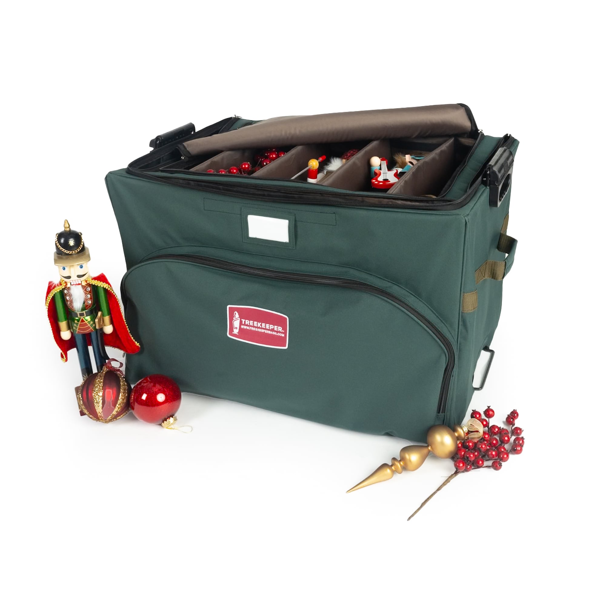 TreeKeeper TK-10685 27-in x 17-in 77-Compartment Green Polyester Ornament Storage Box