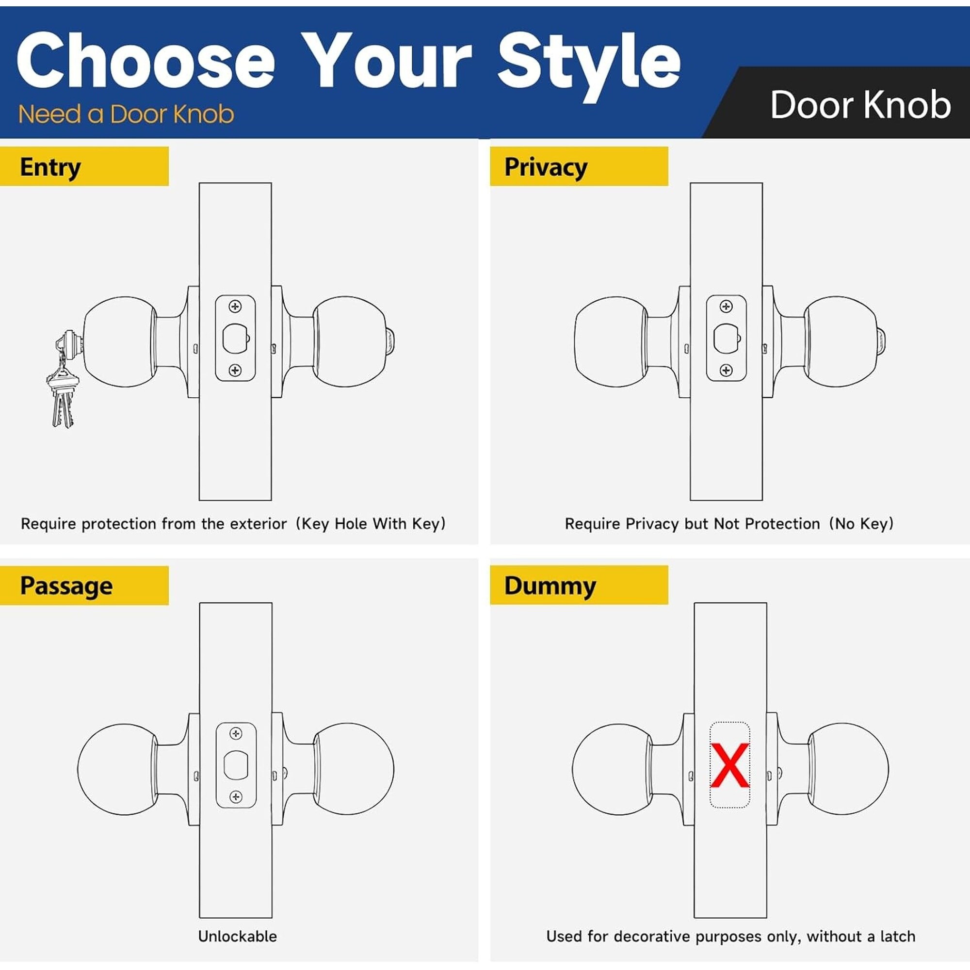 Wudkey L4-TU1E4B Door-Knobs - View #5