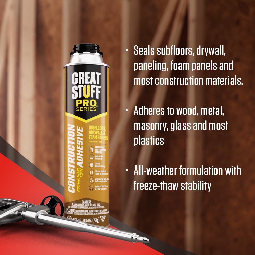 GREAT STUFF PRO Off-white Interior/Exterior Construction Adhesive (26.5-fl  oz) in the Construction Adhesive department at
