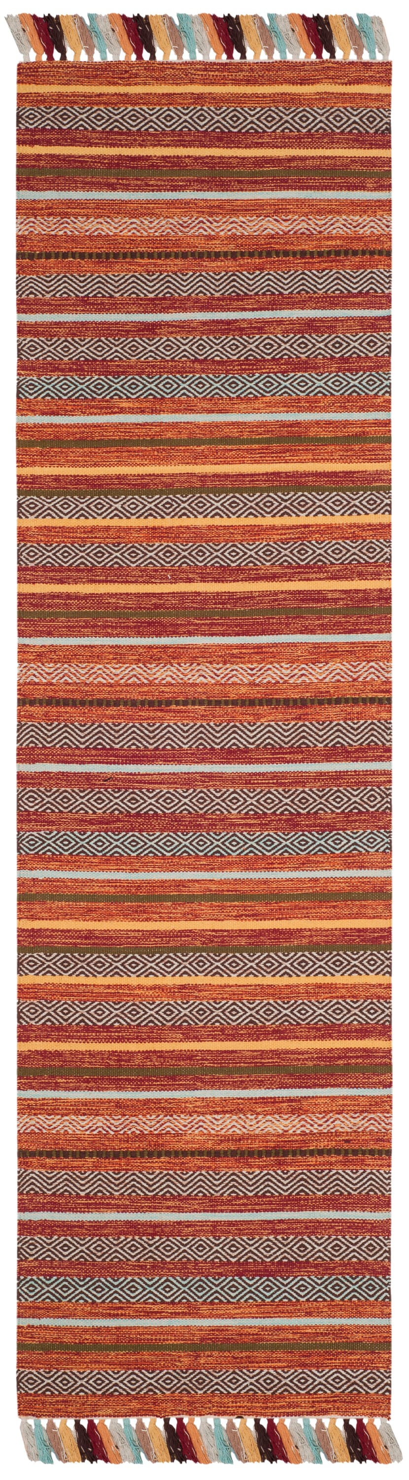 Coastal Breeze Multicolor Stripe Handwoven Cotton Runner Rug