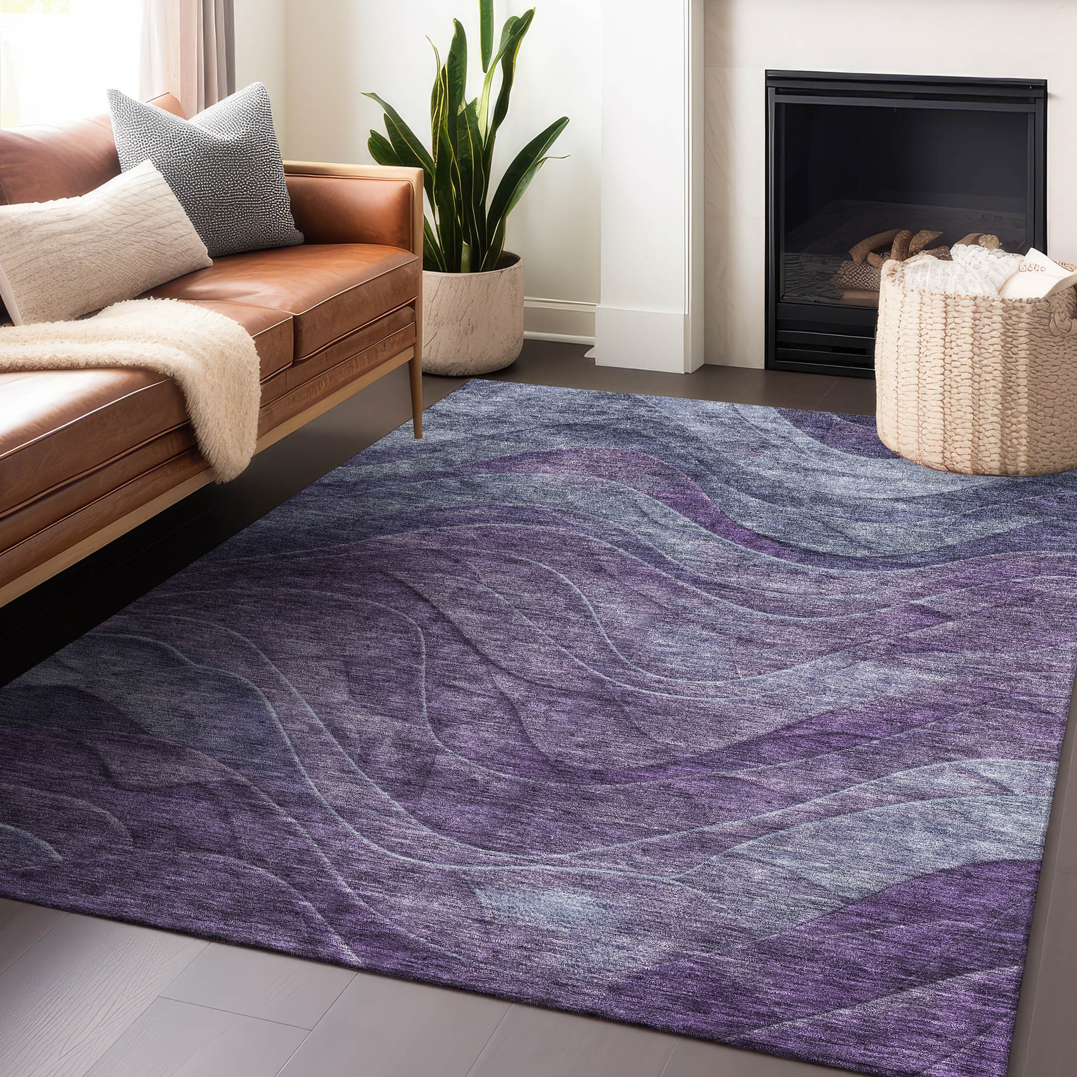 Addison Rugs ACN1700PP9X12 Chantille ACN1700PP 9 x 12 (ft) Loomed Purple Rectangular Indoor/Outdoor Machine washable Pet Friendly Area rug