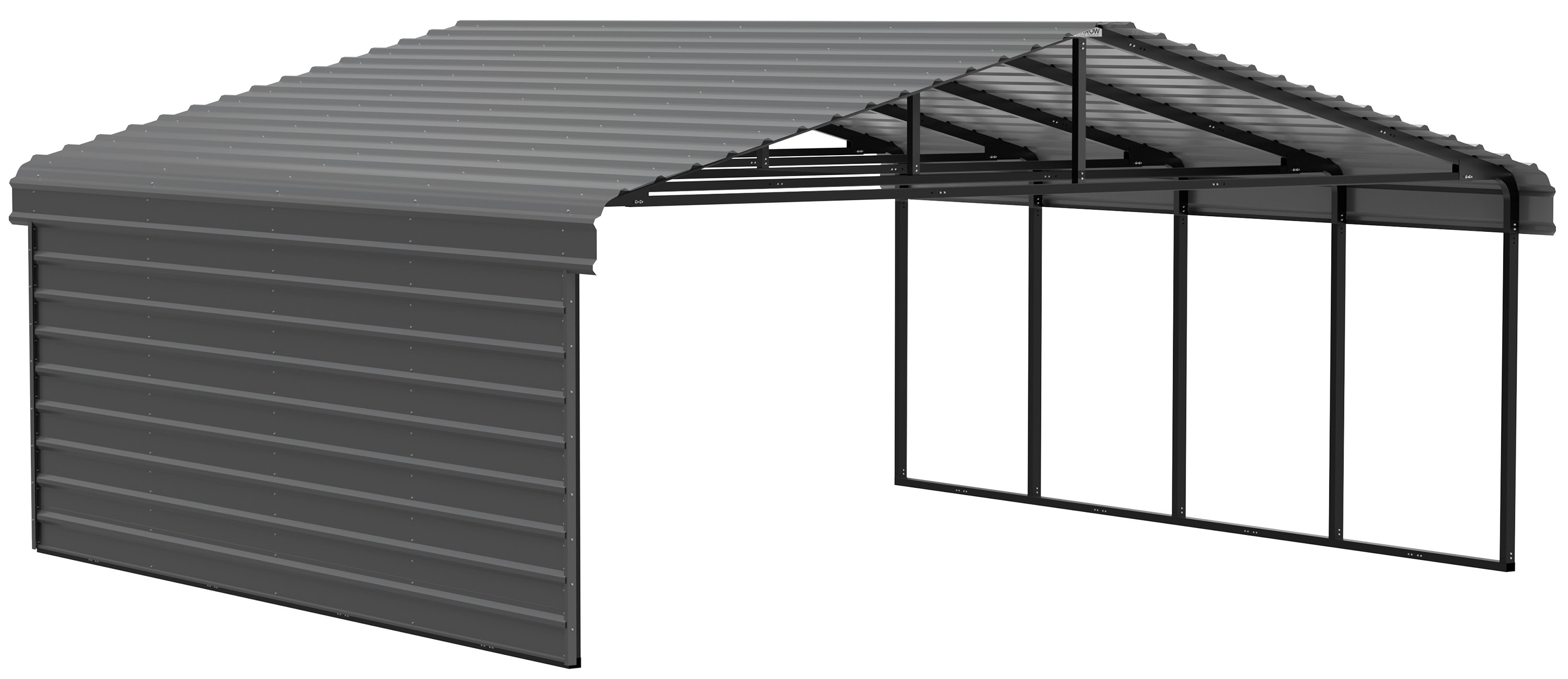 20' x 20' Charcoal Steel Carport Kit with Enclosure
