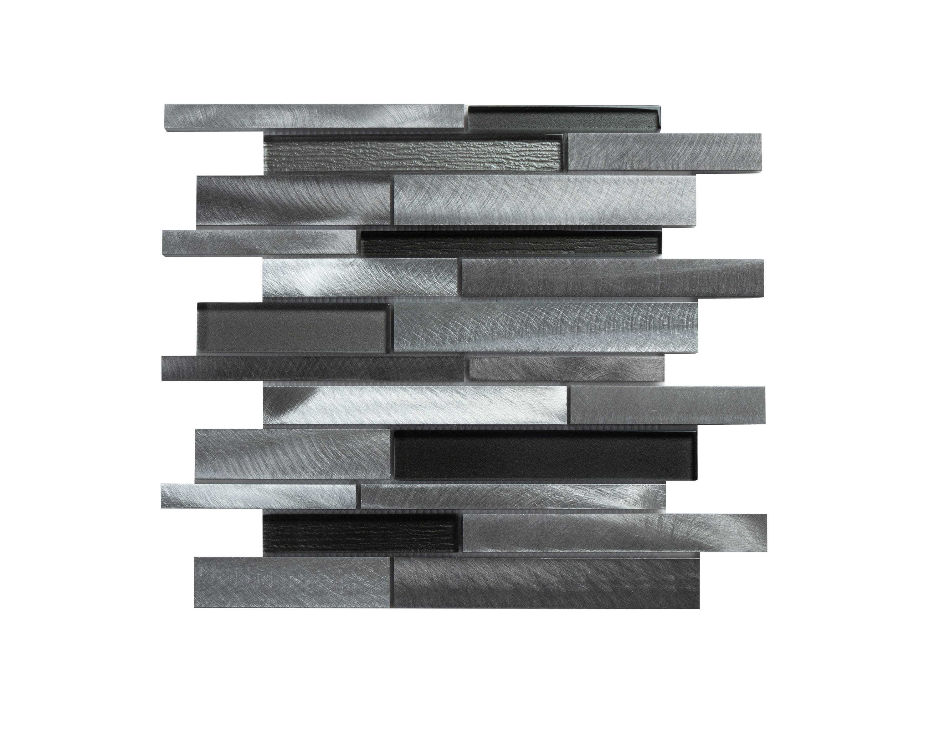 WS Tiles Sample- Sample Foil Gray 3-in x 12-in Glossy Glass Wall Tile