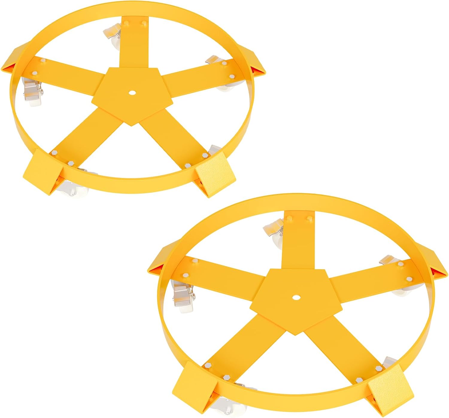 GAOMON 55 Gallon Drum Dolly 2 Pack 1250 LBS Capacity with 5 Swivel Casters Non-Tipping Hand Truck with Brake for Warehouse Drum Handling Heavy Duty Yellow