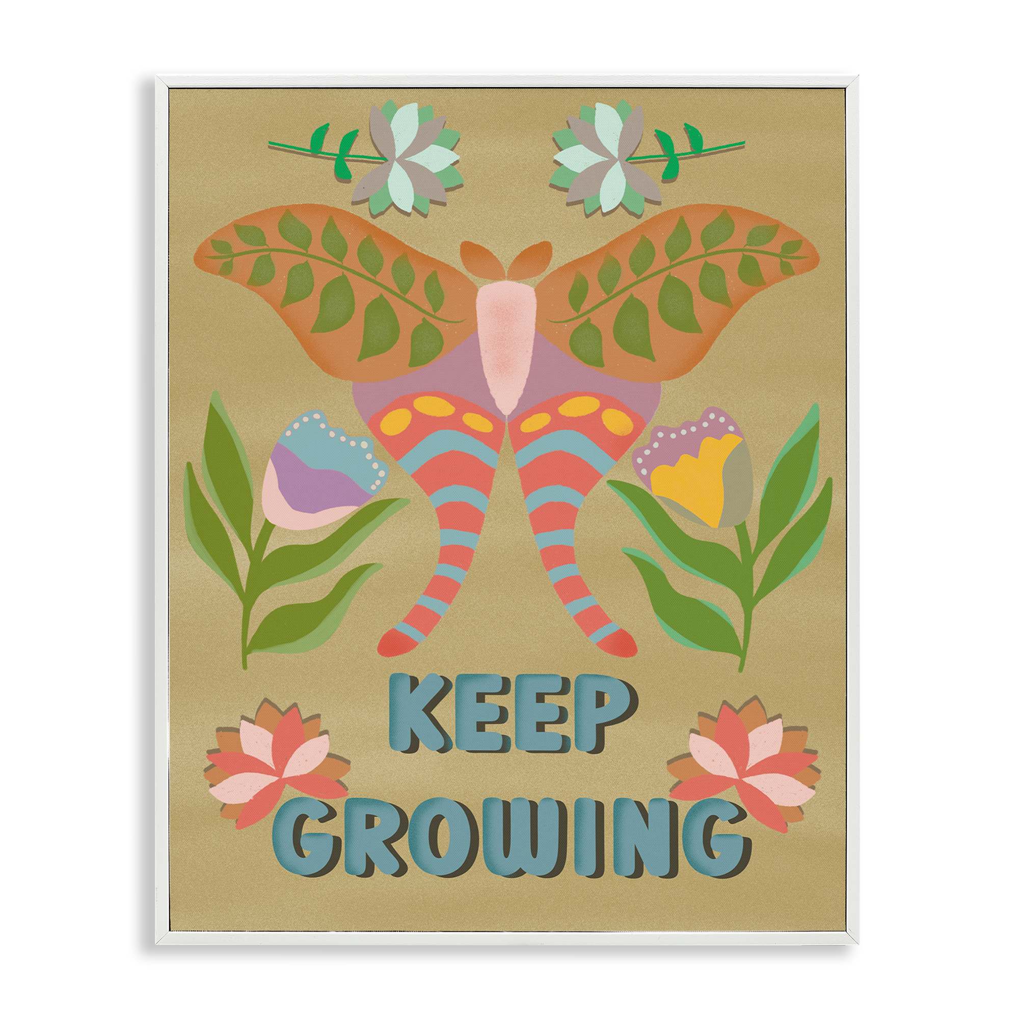 Stupell Industries BS-419-WFR-24X30 Keep Growing Butterfly White Framed Giclee Art By Julia Fox 24 x 30