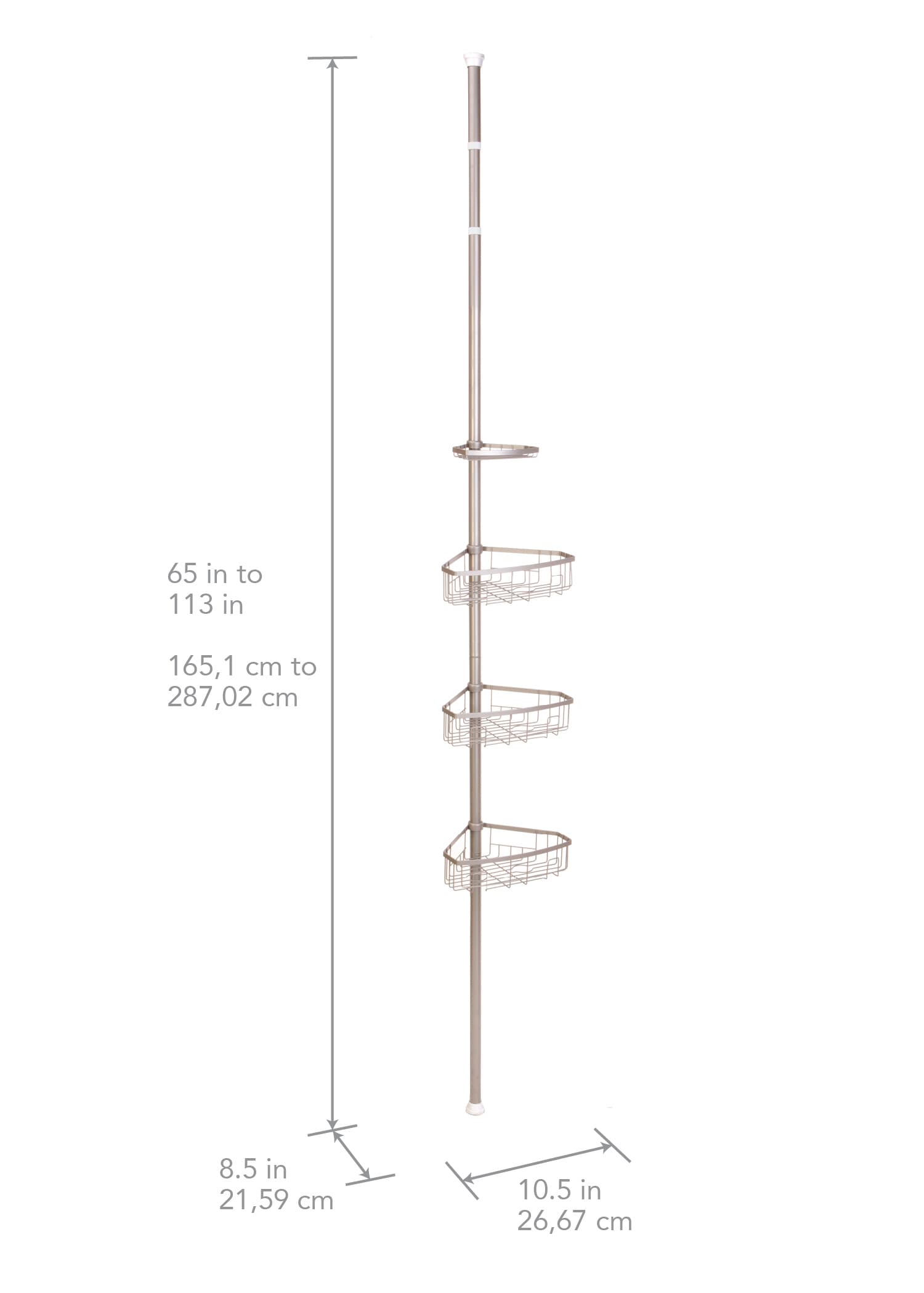 Style Selections Satin Nickel Aluminum 1-Shelf Hanging Shower Caddy  10.12-in x 7.33-in x 3.25-in in the Bathtub & Shower Caddies department at
