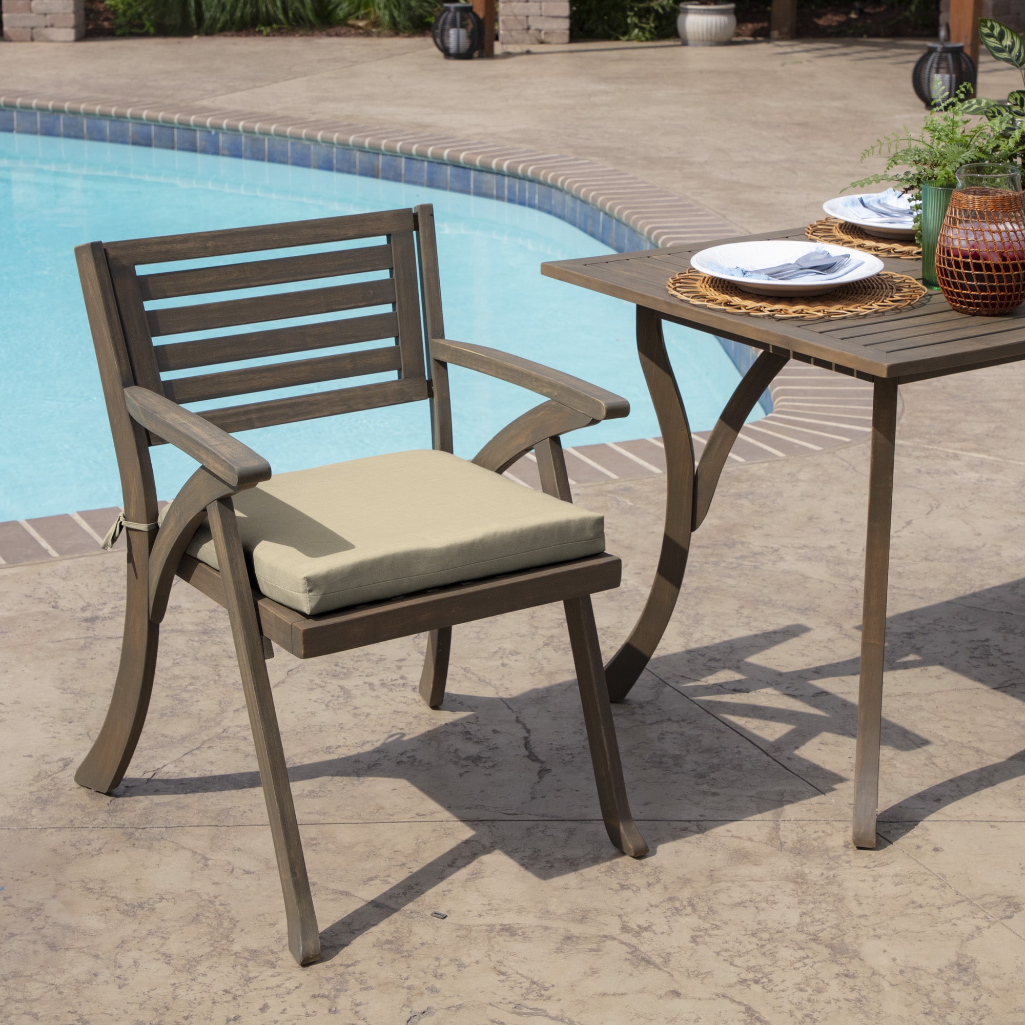 Tan Leala Outdoor Adirondack Chair Cushion with Recycled Polyester Fill