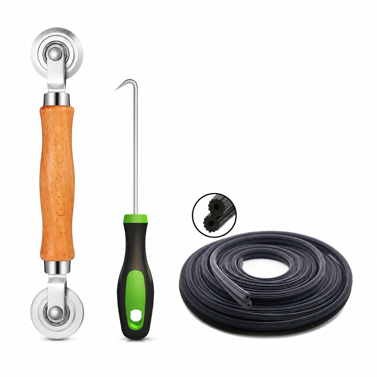 Aoibox  Screen Repair Kit with Steel Bearing Roller Tool 32 ft Vinyl Spline and Removal Hook for Windows
