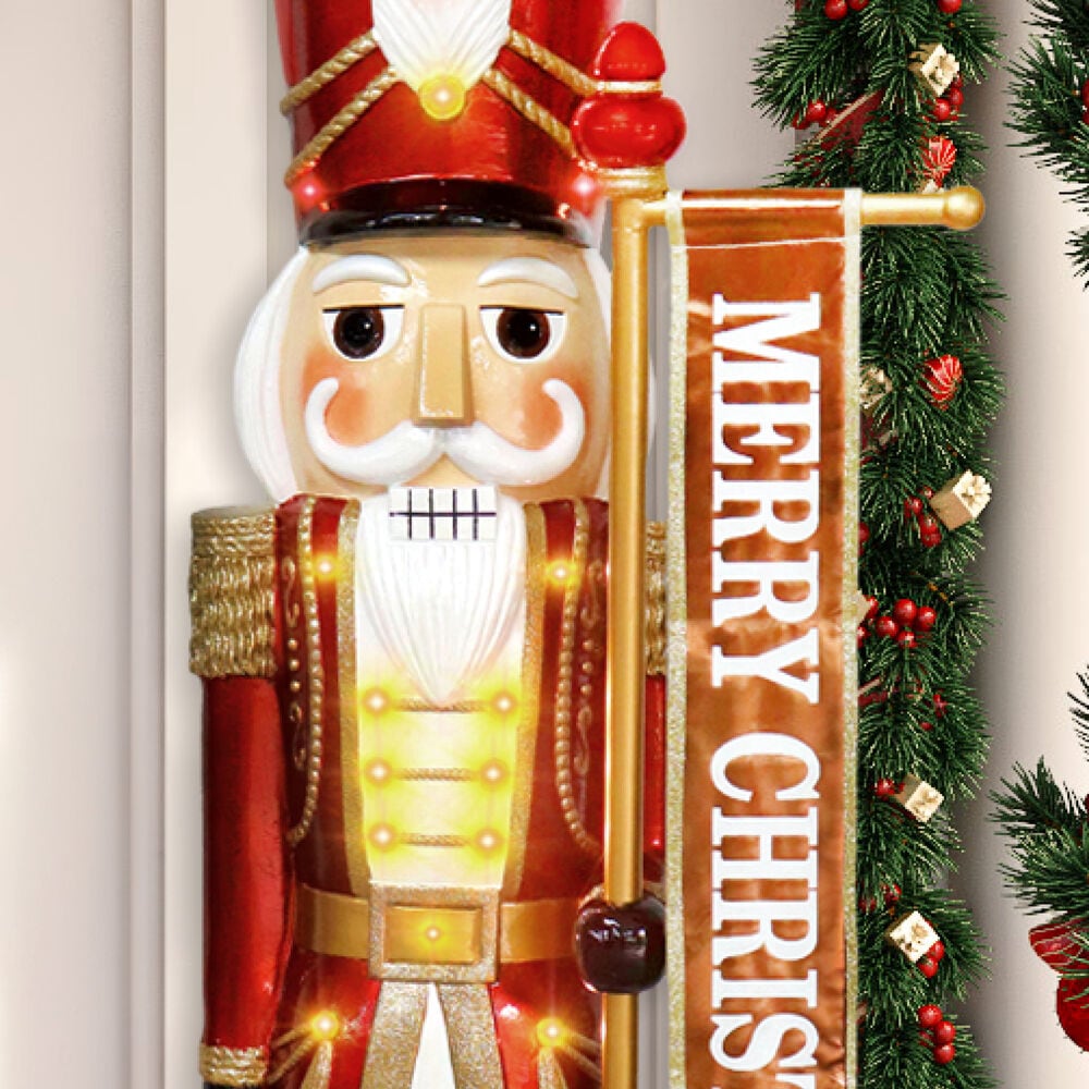 4-Ft Red and Gold Resin Nutcracker with LED Lights