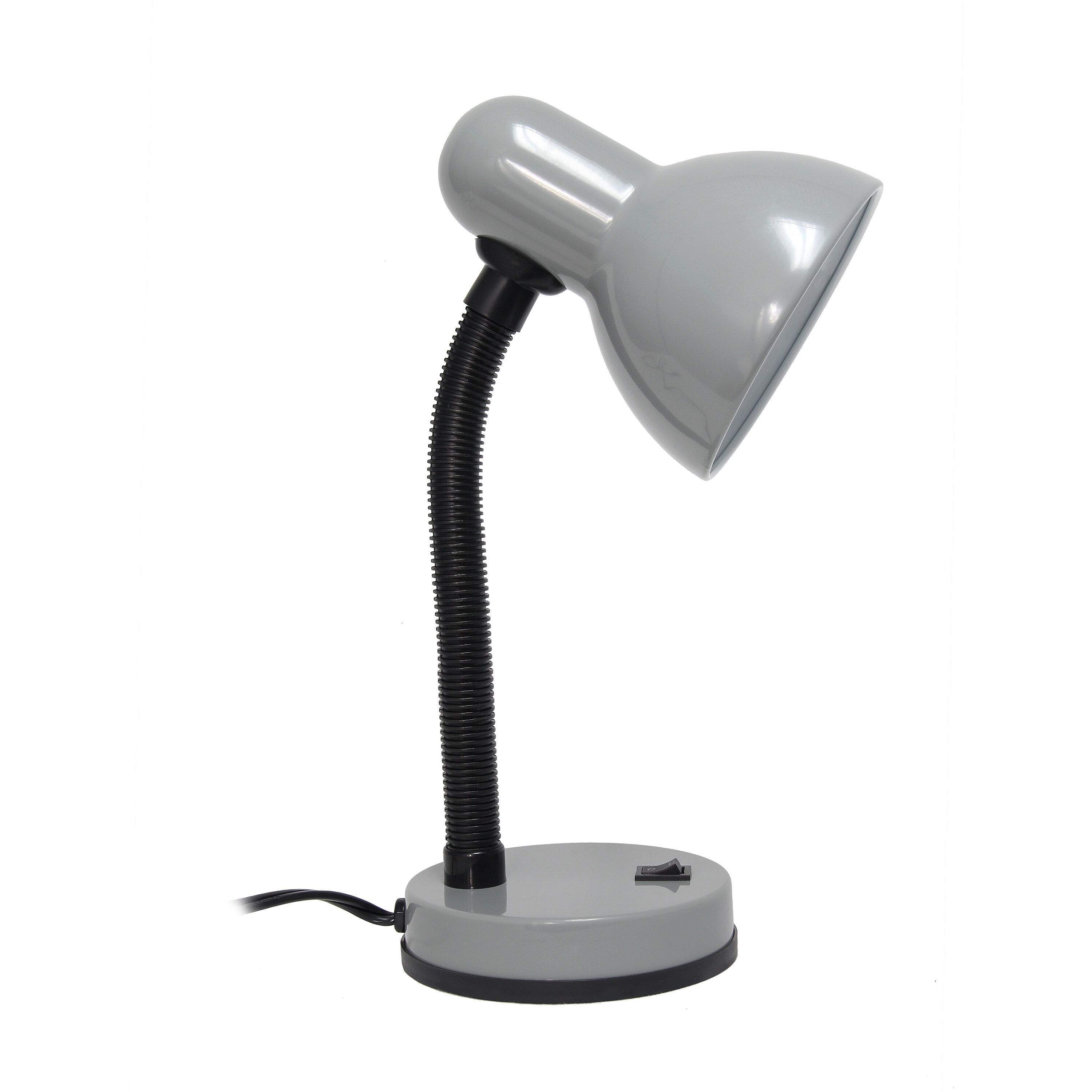 Simple Designs LD1003-SLV-12PK 14.25-in Silver Standard Desk Lamp with Metal Shade