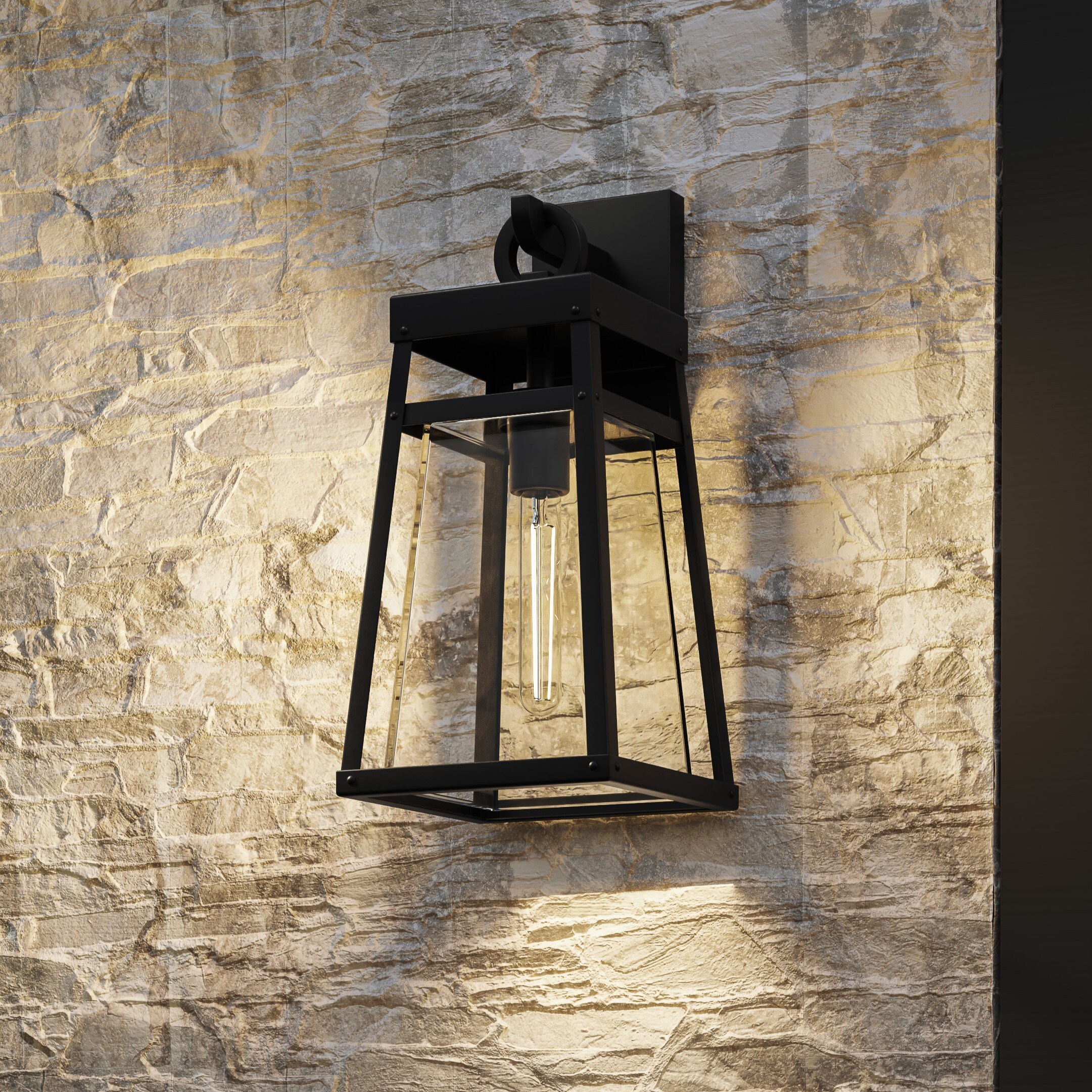 Quoizel GFY8408MBK Godfrey 1 -Light 17.25-in H Matte Black Hardwired Outdoor Wall Light