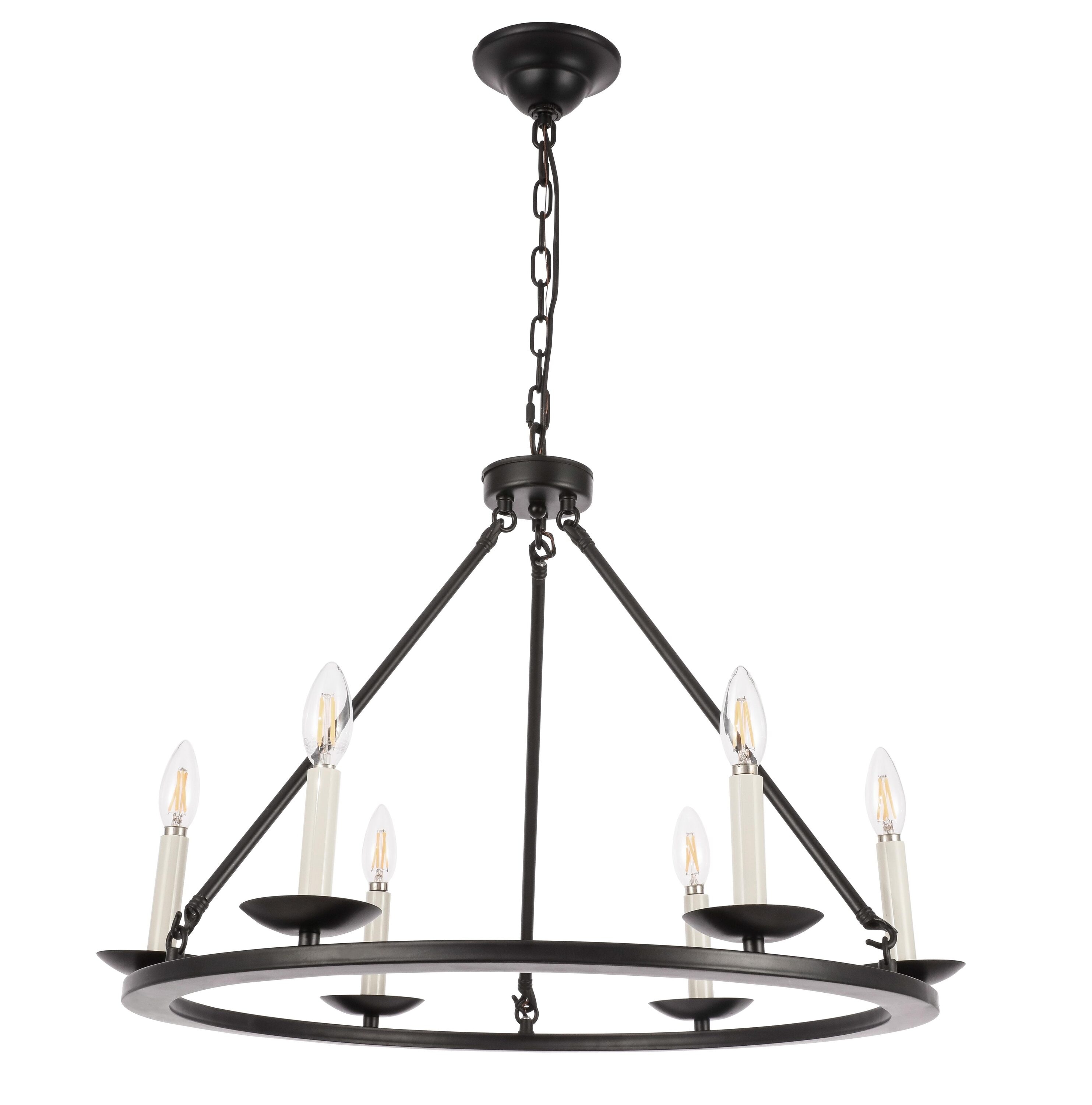 Elegant Maine 6-Light Black Metal Circular Chandelier