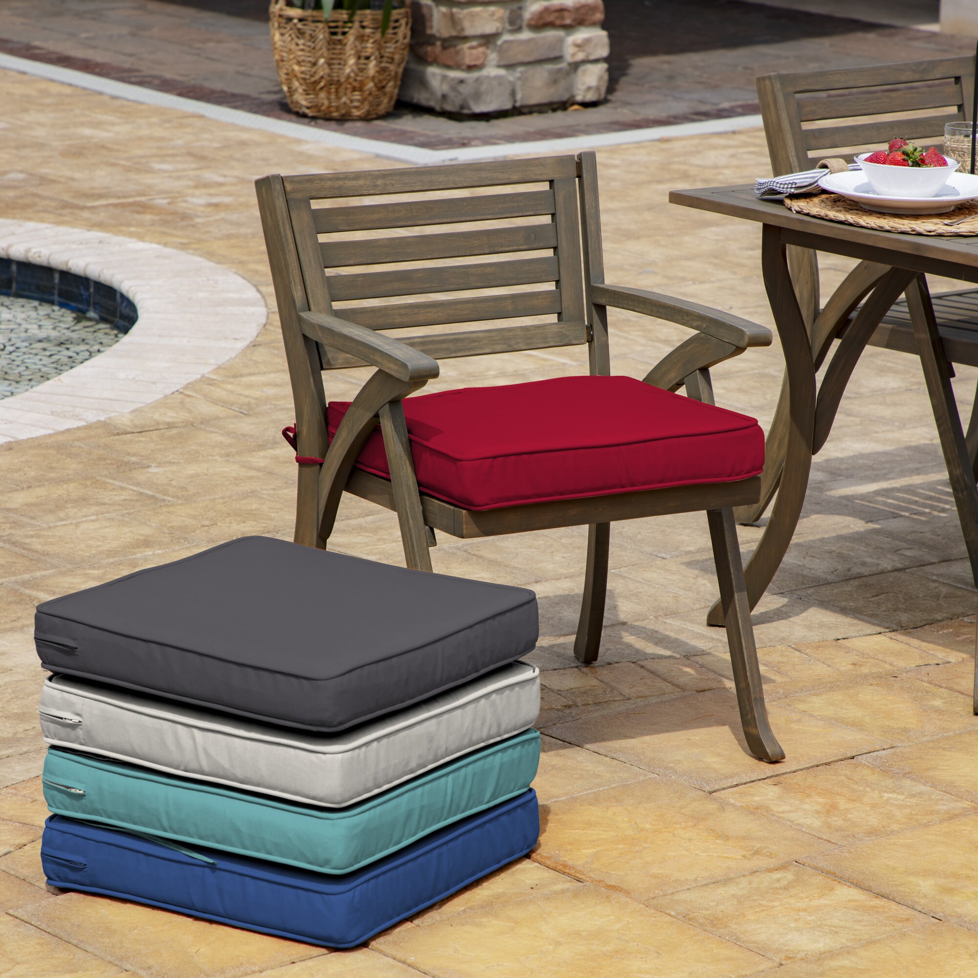 Arden Selections Profoam 20-in X 20-in Caliente Red Patio Chair Cushion 