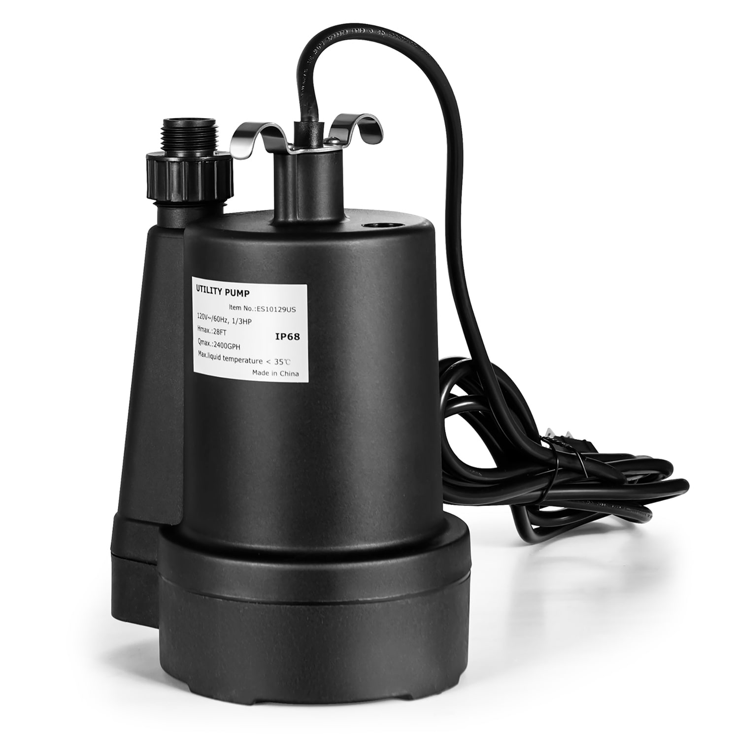 Costway  Submersible Utility Pump 1/3HP 2400GPH Portable Electric Water Pump 10 FT Cord