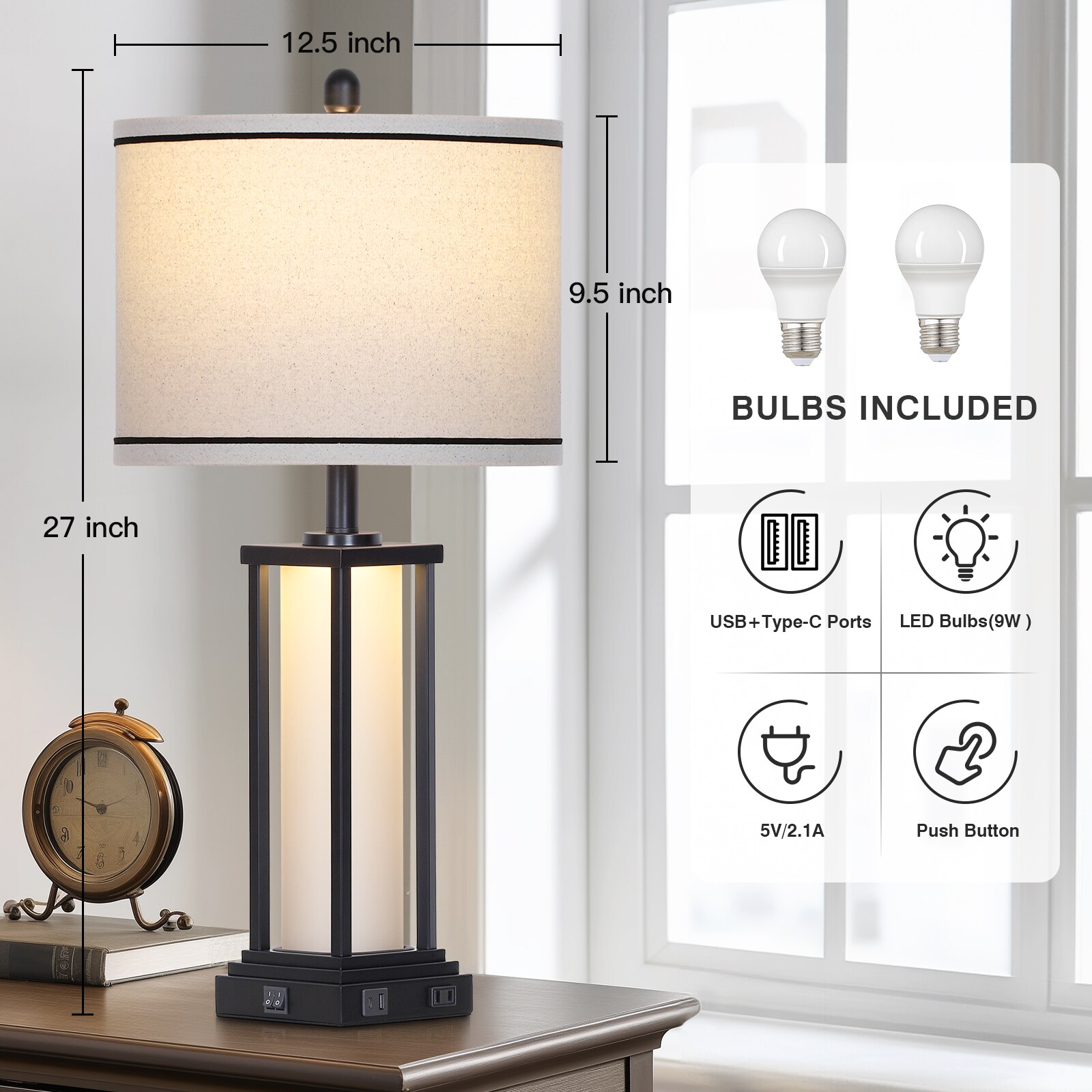 UrFurnishings TD-524 Table-Lamps - View #2