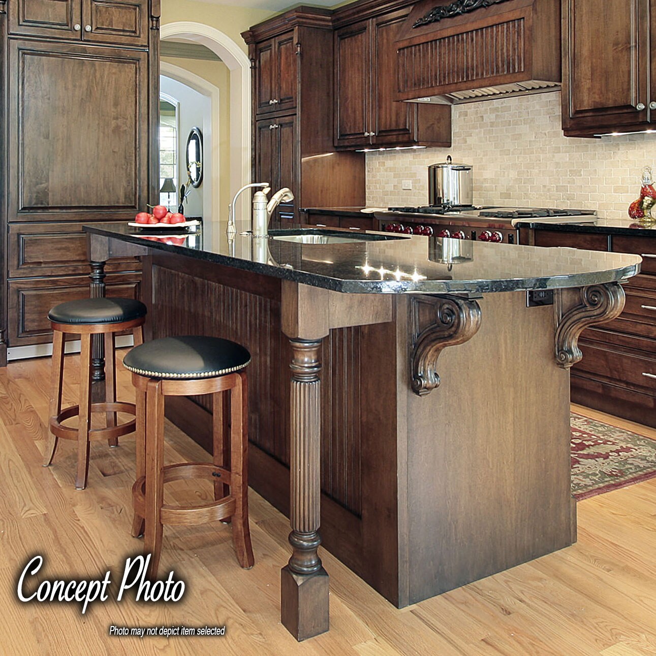 Elegant 35" Unfinished Solid Hardwood Fluted Kitchen Island Support Leg
