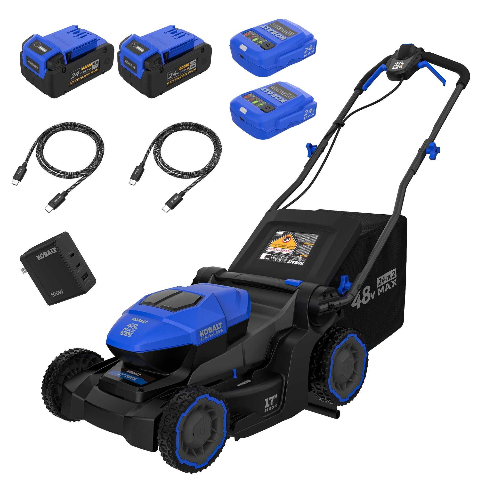 Sun Joe 48-volt 17-in Cordless Push Lawn Mower 4 Ah (2-Batteries