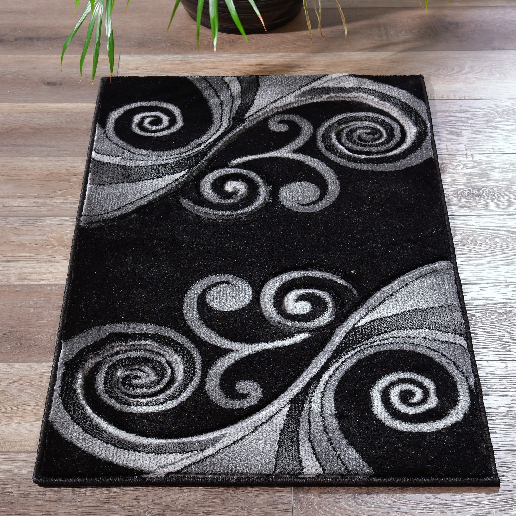 MDA Rugs OR4823 Orelsi 2 x 3 (ft) Polypropylene Black Rectangular Indoor Abstract Area rug