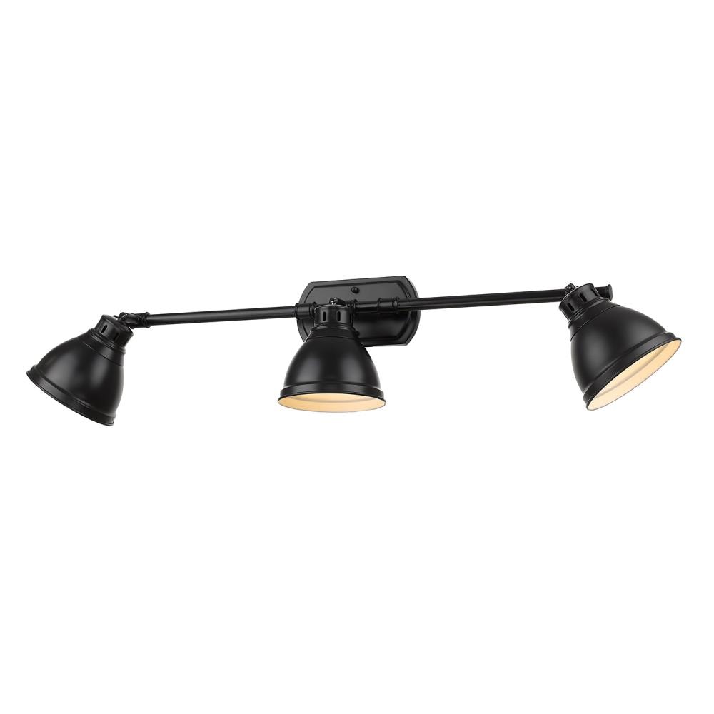 Golden Lighting 3602-VL3 BLK-BLK Duncan 35.375-in 3-Light Black Transitional Vanity Light