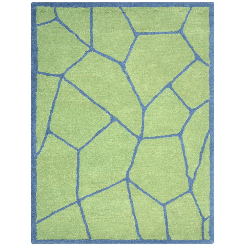 Rugsotic Carpets  HAND TUFTED WOOL ECO-FRIENDLY AREA RUGS  - 8'x11' Rectangle Shape Green Blue Color Contemporary Modern Design High Pile Thick Handmade Anti Skid Area Rugs for Living Room Bed Room K00692