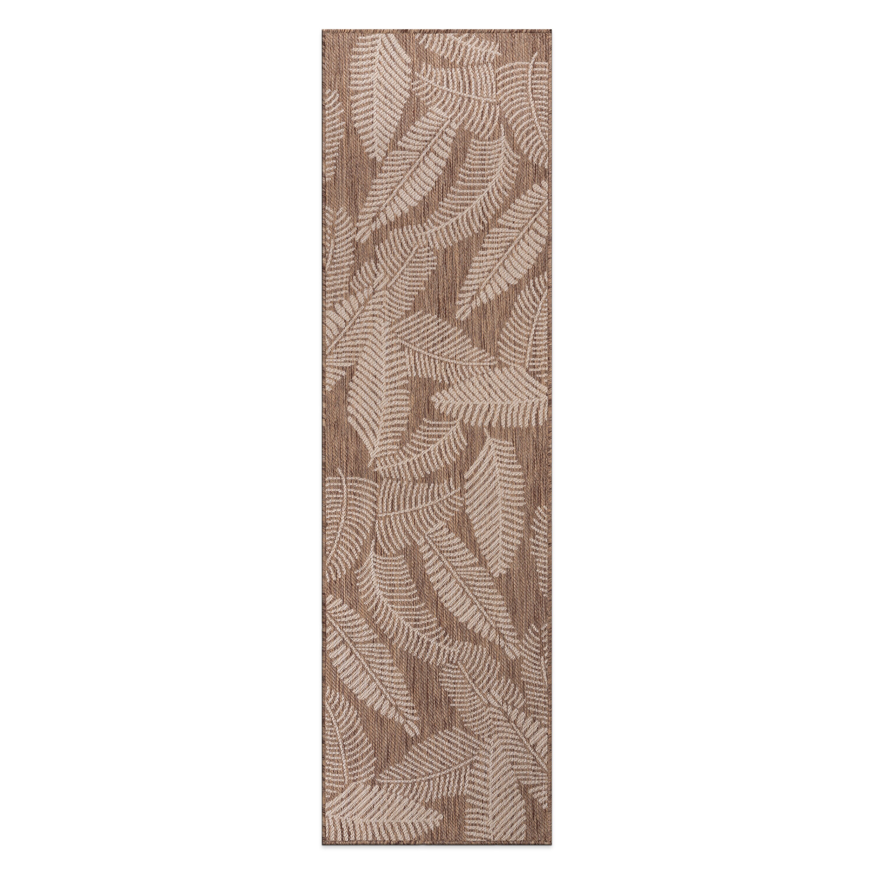 World Rug Gallery 114BROWN2X7 Summer 2 x 7 (ft) Loomed Polypropylene Brown Rectangular Indoor/Outdoor Floral/Botanical Tropical Area rug
