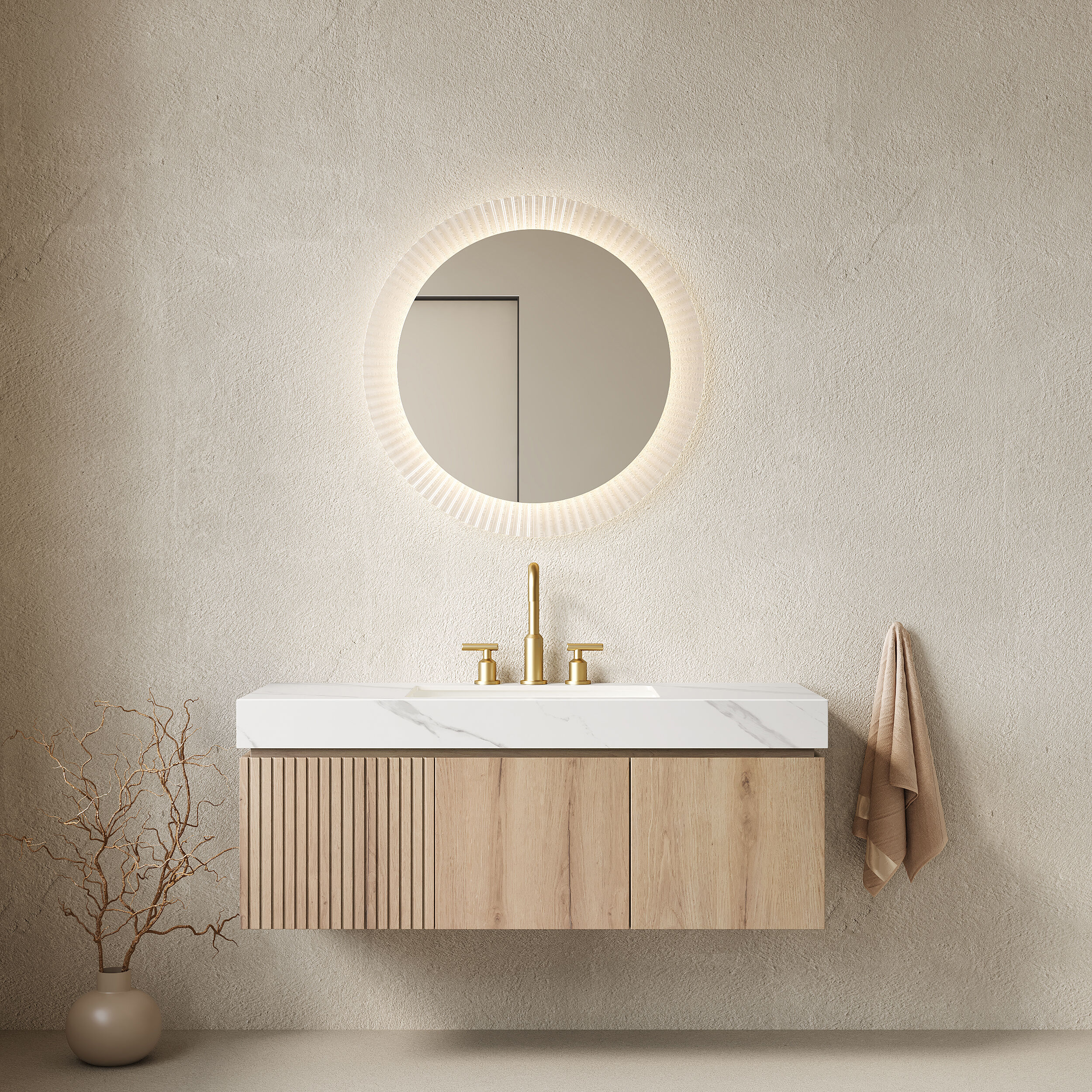Huluwat - 48-in Bathroom Vanity and Sink Floating Plywood Storage Cabinet with Drawer and Doors C...