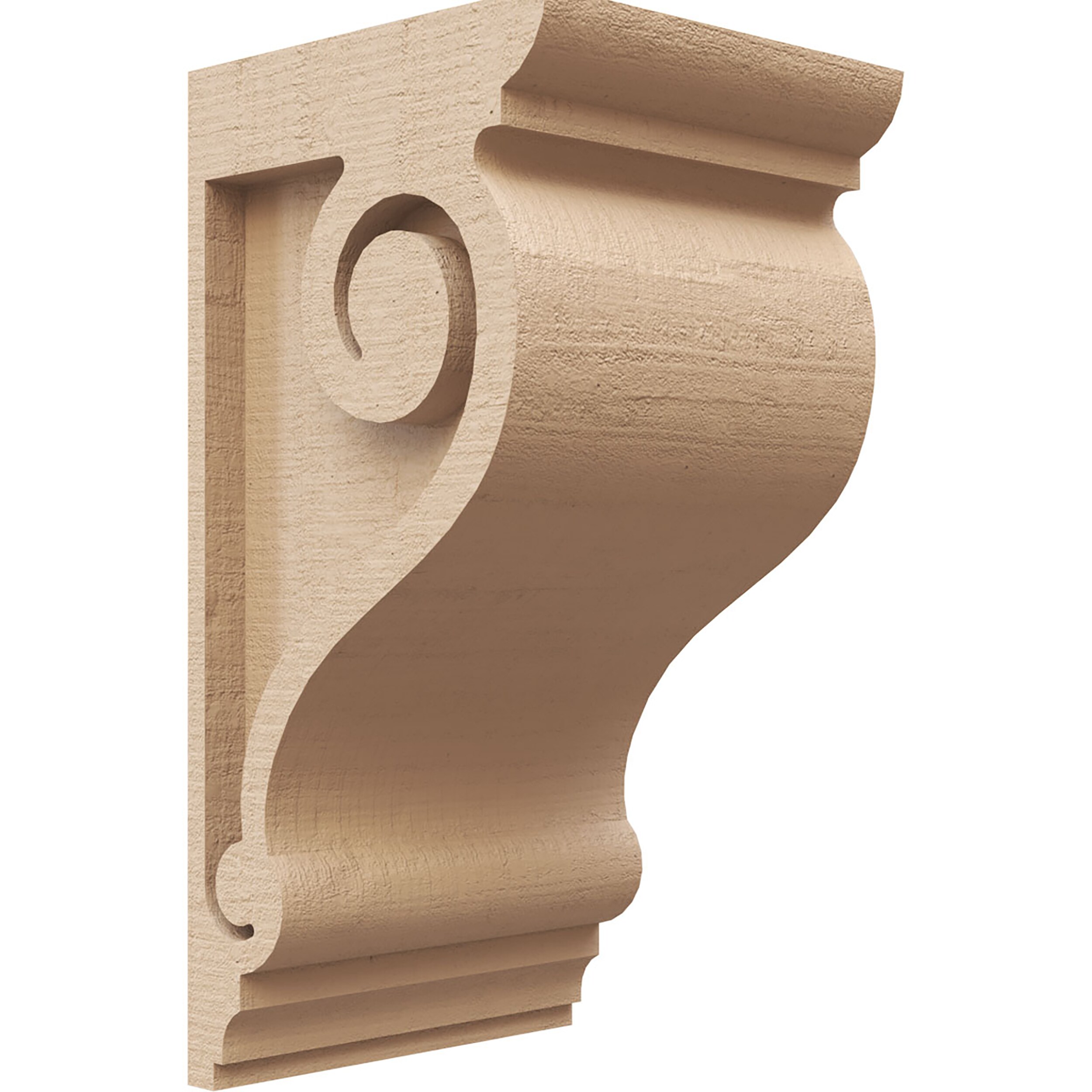 Ekena Millwork CORU05X05X10SCRRCPR 5-in x 5-in x 10-in Rough Cedar Woodgrain TimberThane Primed Urethane Paintable/Stainable Corbel