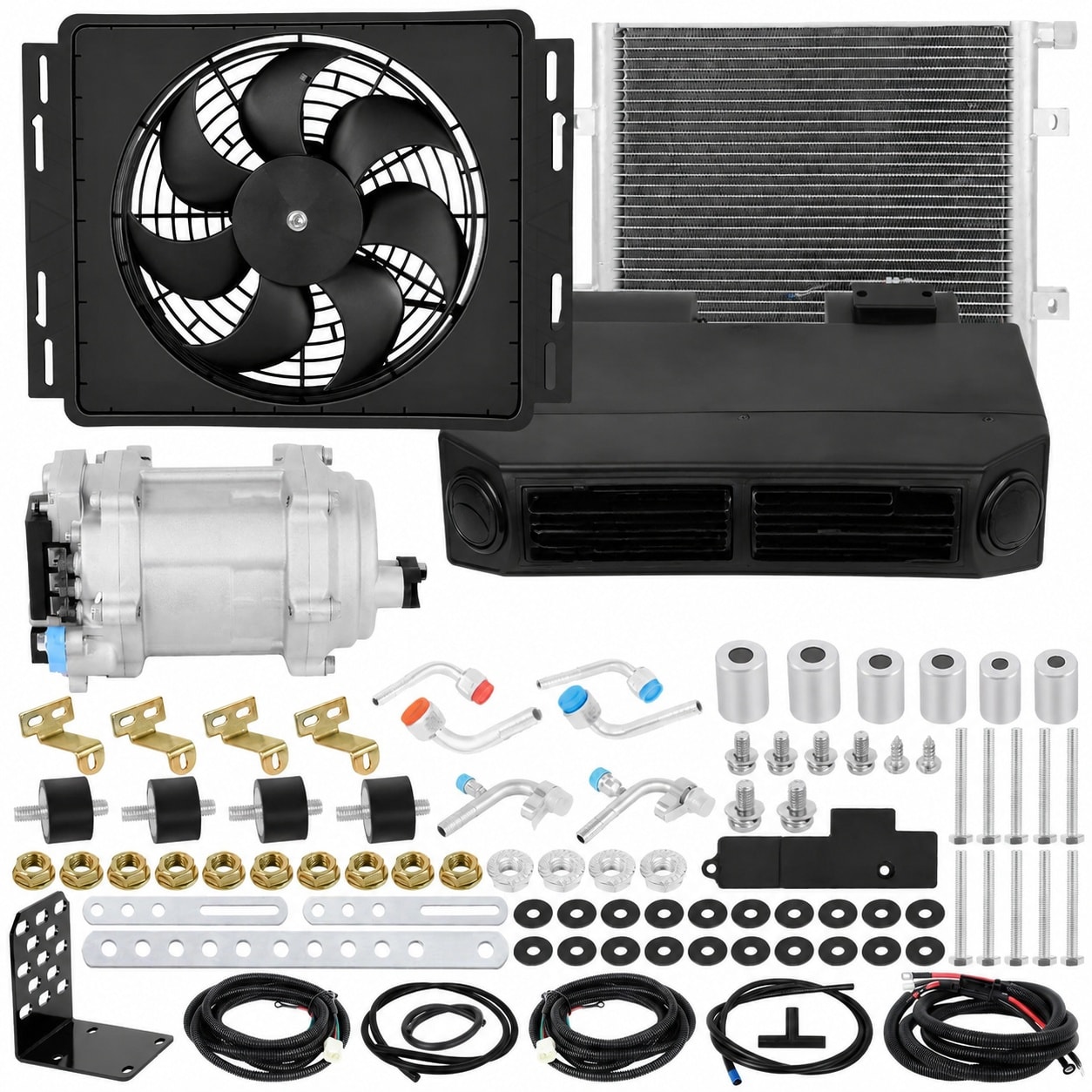 Etokfoks  Universal Under Dash Electric Air Conditioner Heating Cooling 12V DC 10000 BTU A C Heater Kit for Car RV Truck