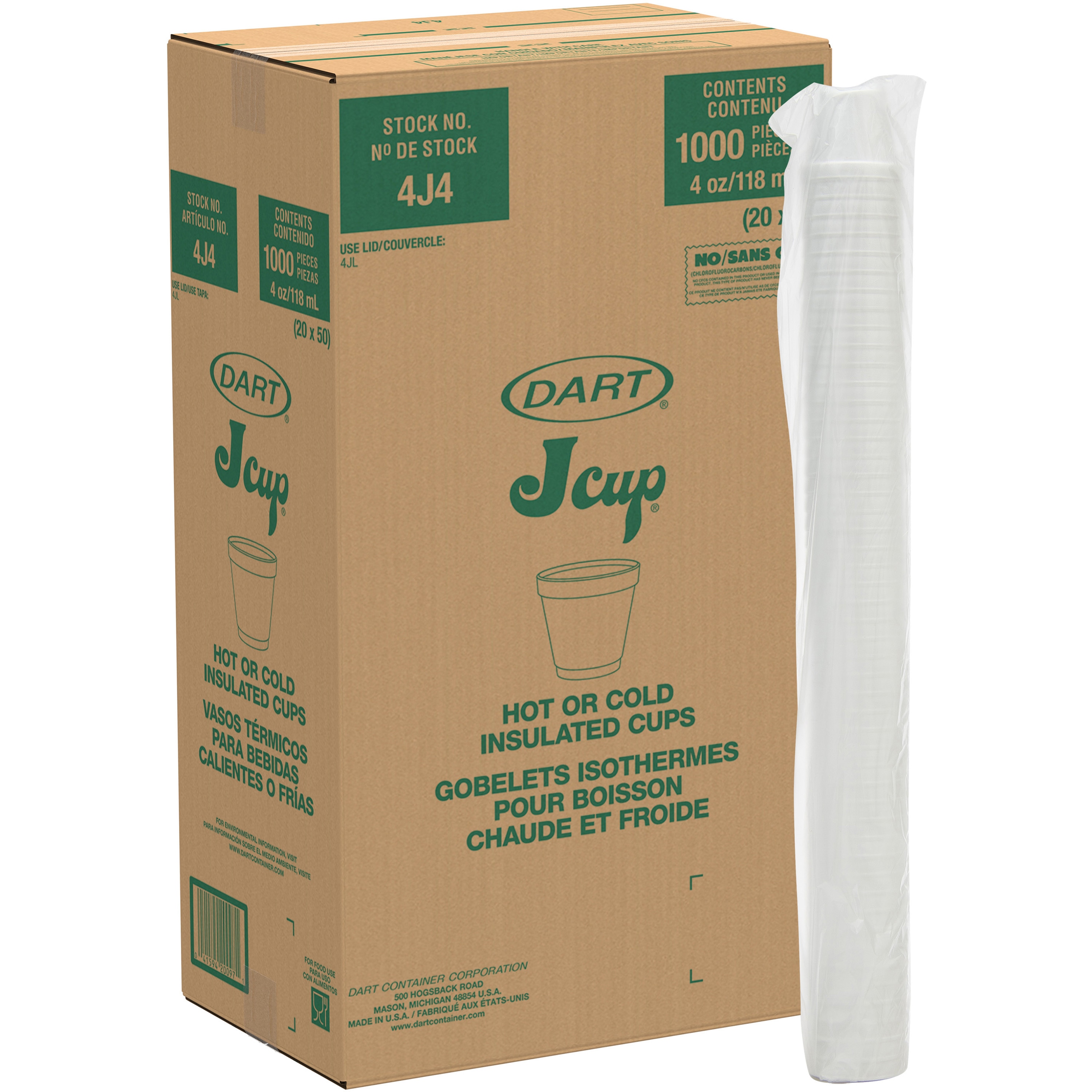 Dart 1000-Count 4-oz White Eps Foam Disposable Cups in the