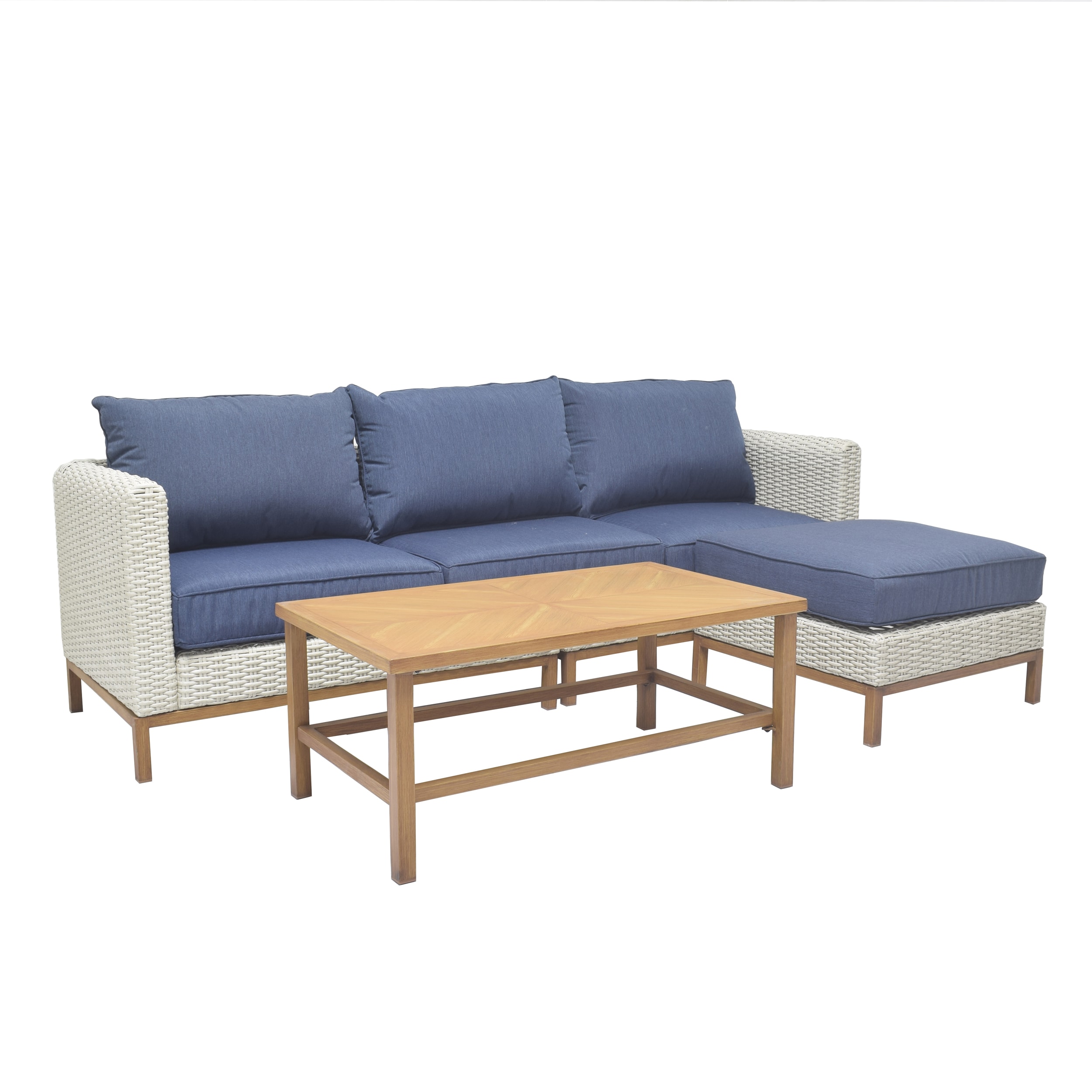 Origin 21 Veda Springs 4-Piece Woven Patio Conversation Set with Blue  Cushions