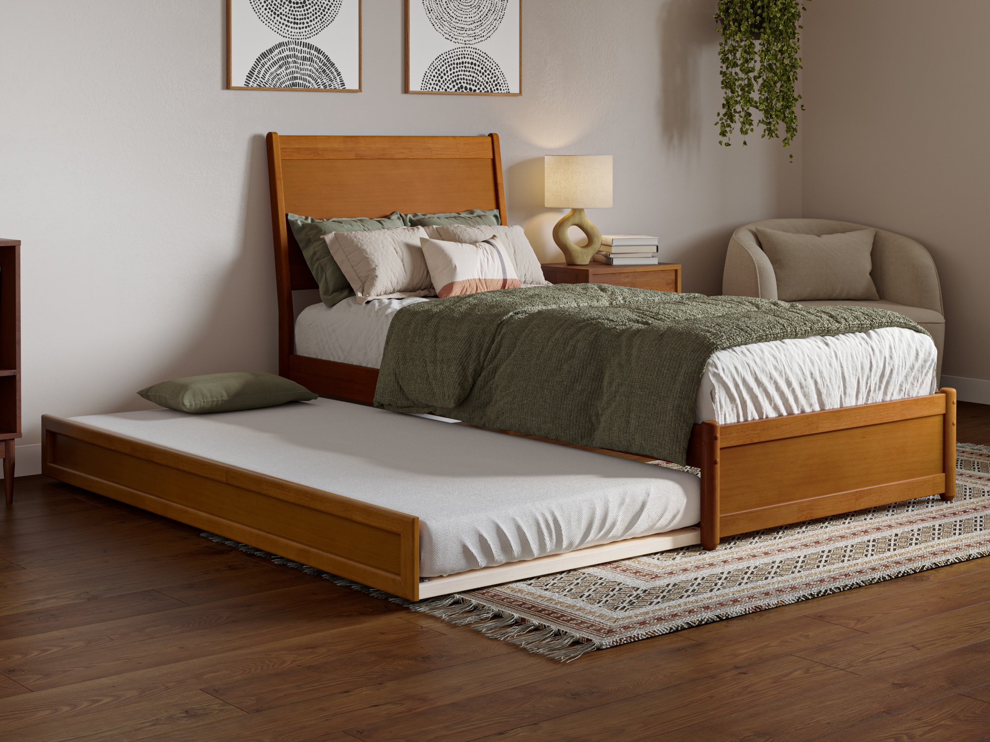 AFI AR998721T Casanova Light Toffee Twin extra long Wood Trundle Bed