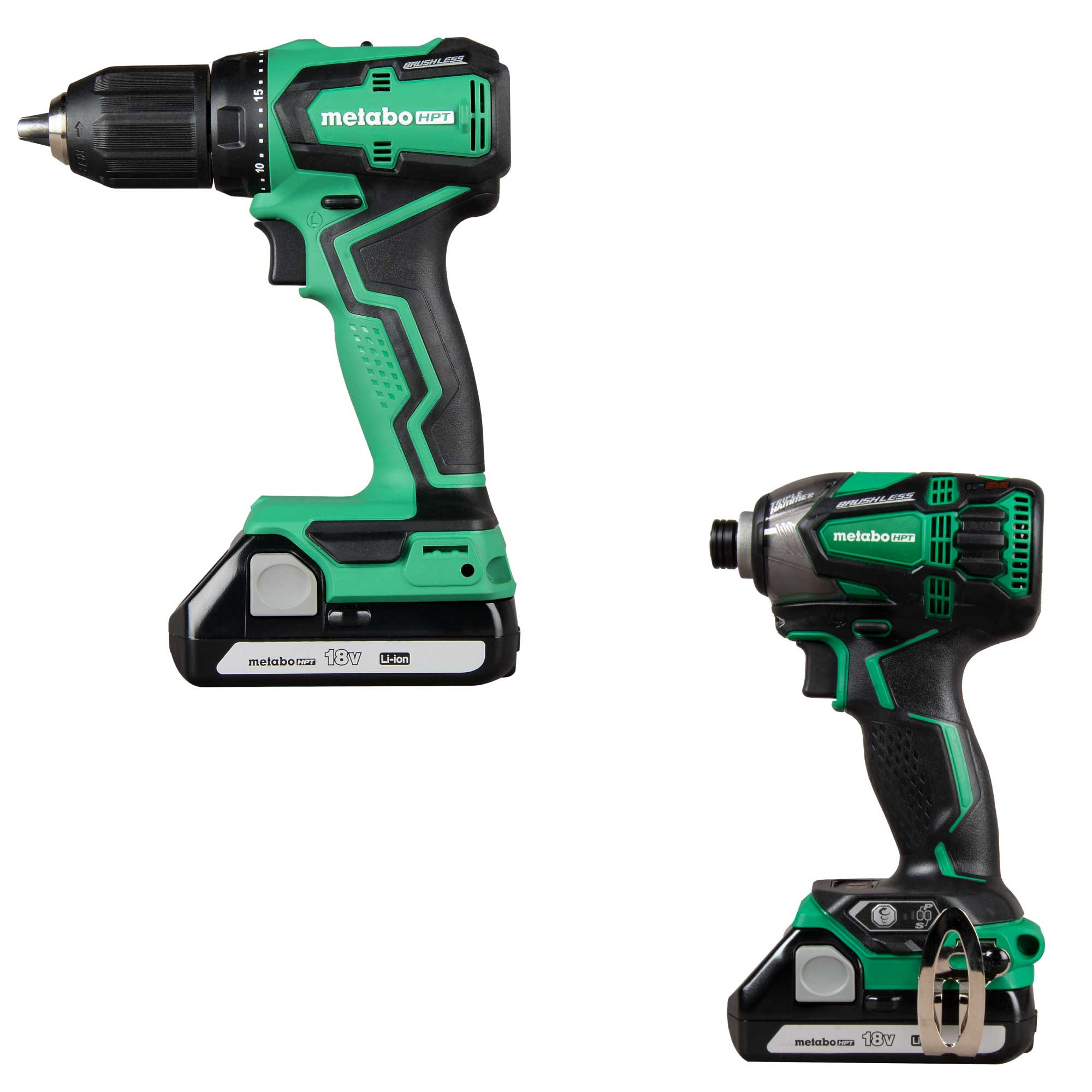 Metabo HPT MultiVolt 18-volt 1/2-in Keyless Brushless Cordless Drill (2-batteries included and Charger included) with MultiVolt 18-volt 1/4-in