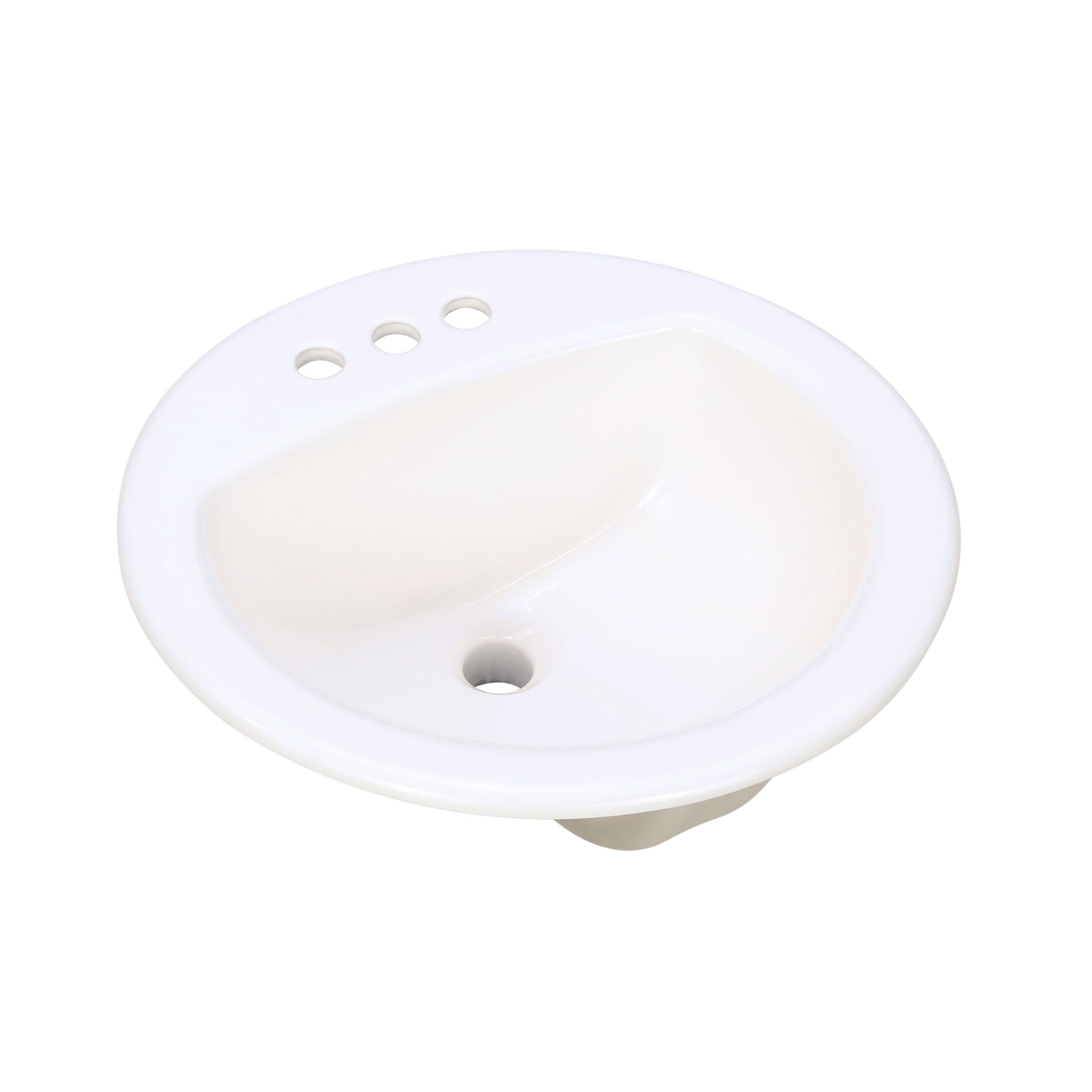 project source white drop-in round traditional bathroom sink (19