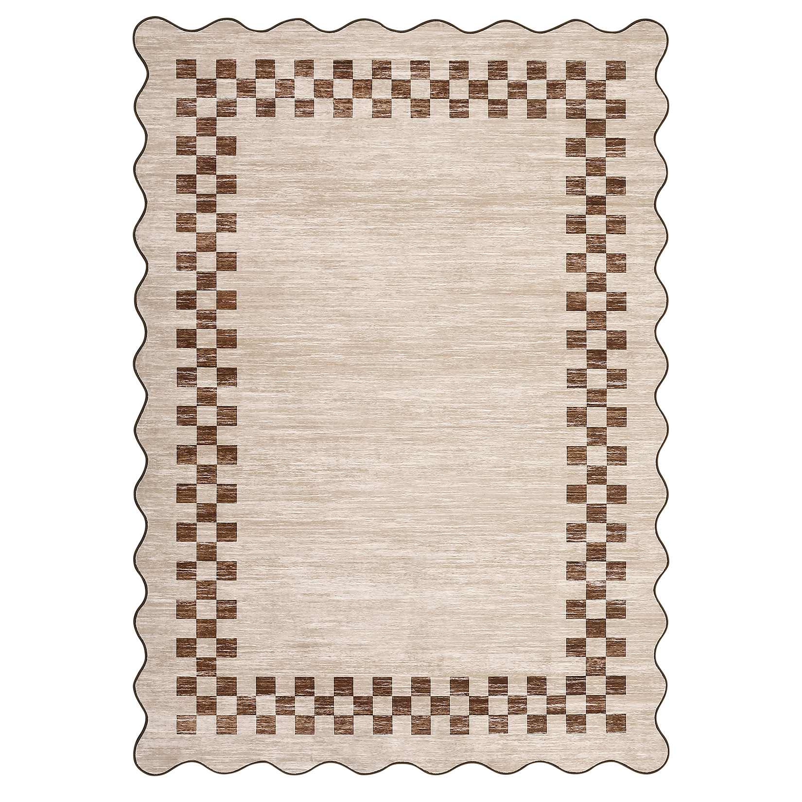 Qeetex SUNNY-PHK-343RL8NA 5 x 7 ft Polyester Light Taupe Rectangular Indoor Geometric Bordered Modern Machine Washable Area Rug