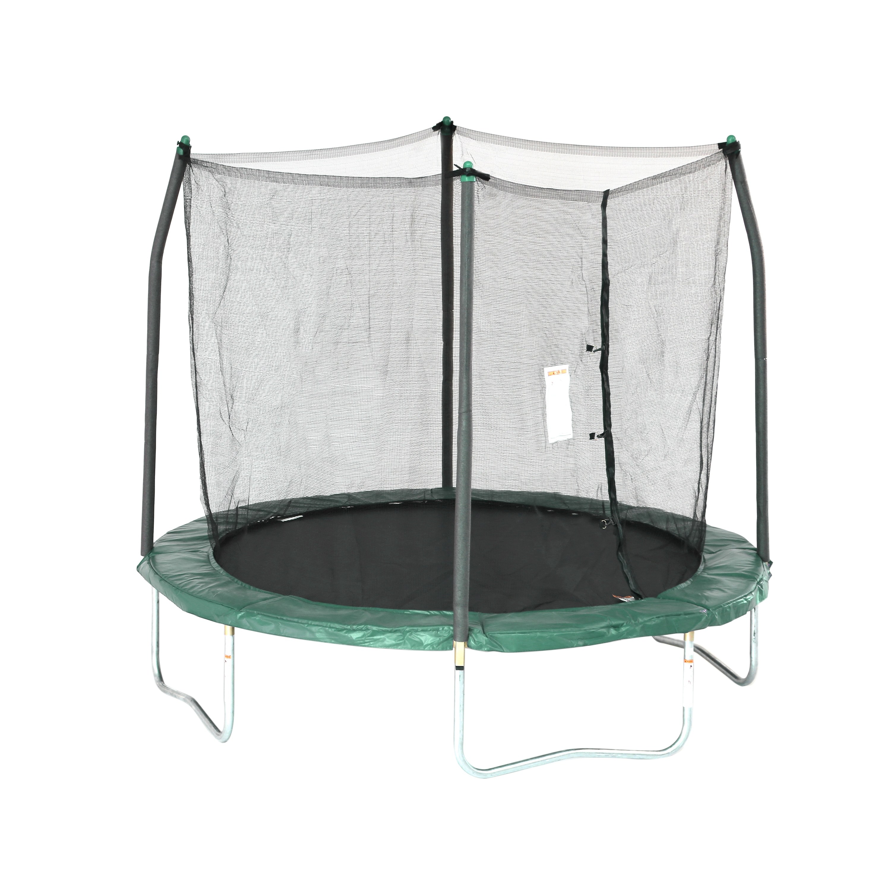 8 Ft. Round Trampoline with Enclosure - Green Spring Pad - Outdoor Backyard Recreational Trampoline for Ages 6 and Up | - Skywalker SWTC811