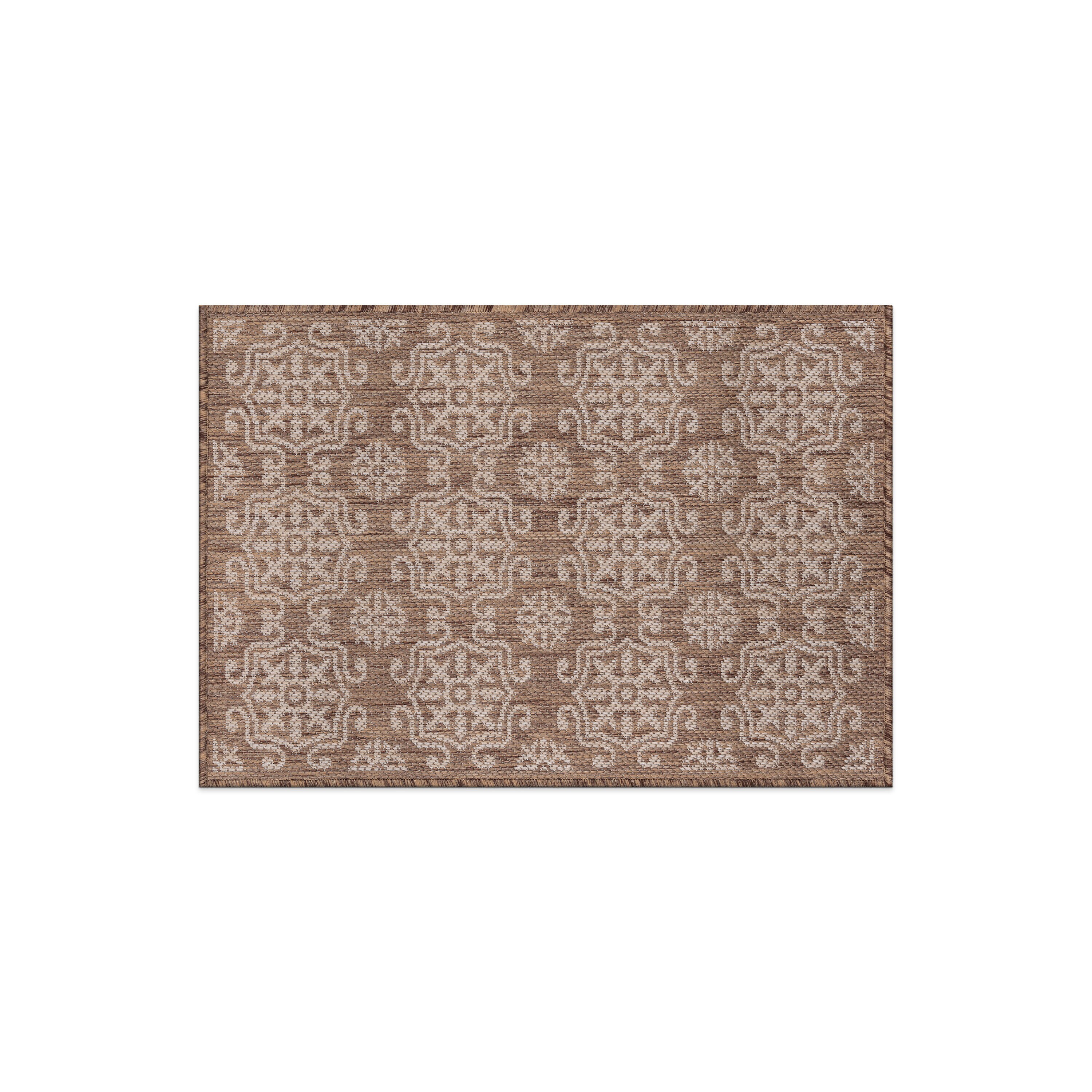 World Rug Gallery 119BROWN2X3 Summer 2 x 3 (ft) Loomed Polypropylene Brown Rectangular Indoor/Outdoor Geometric Global Area rug
