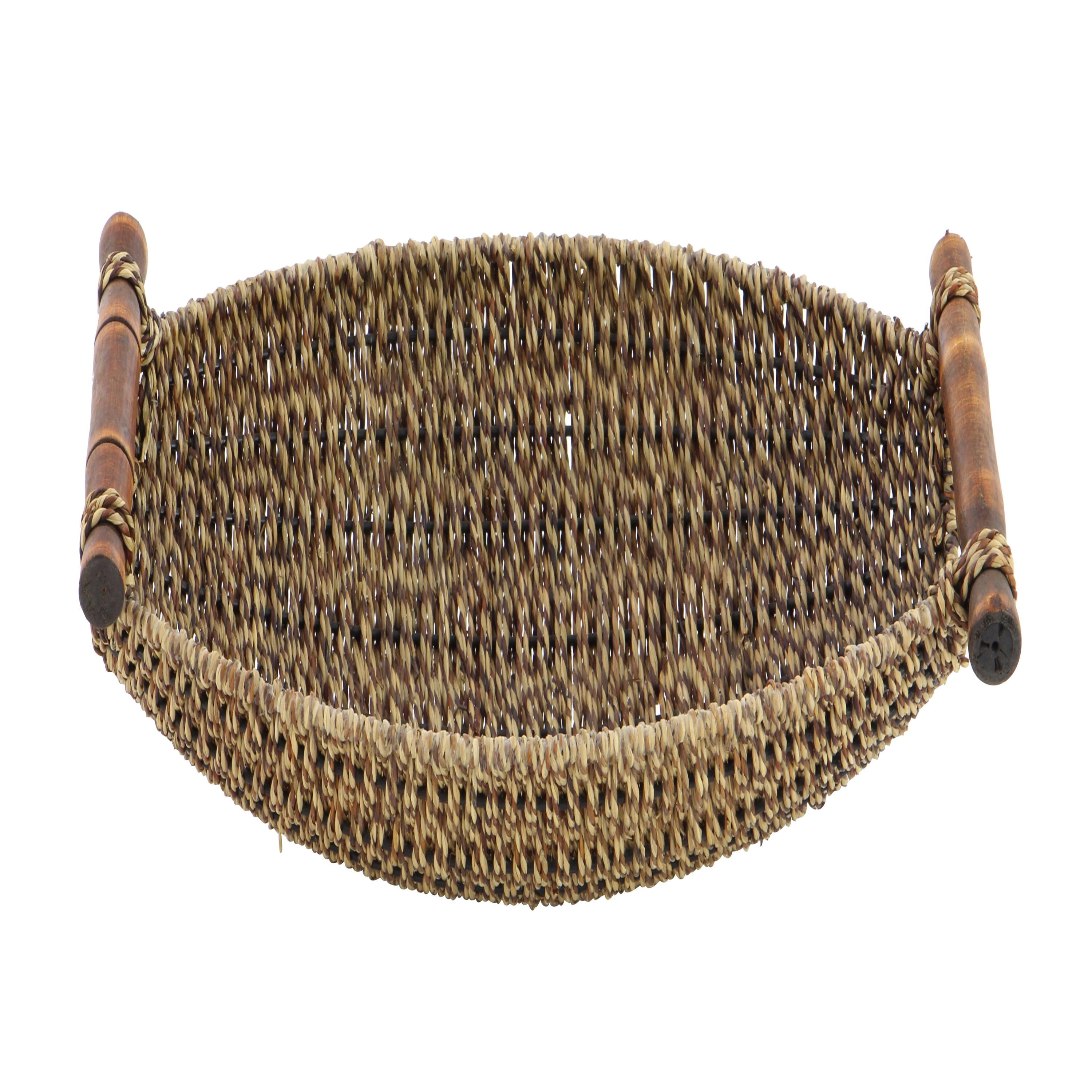 Coastal Charm Seagrass Oval Storage Basket with Metal Handles
