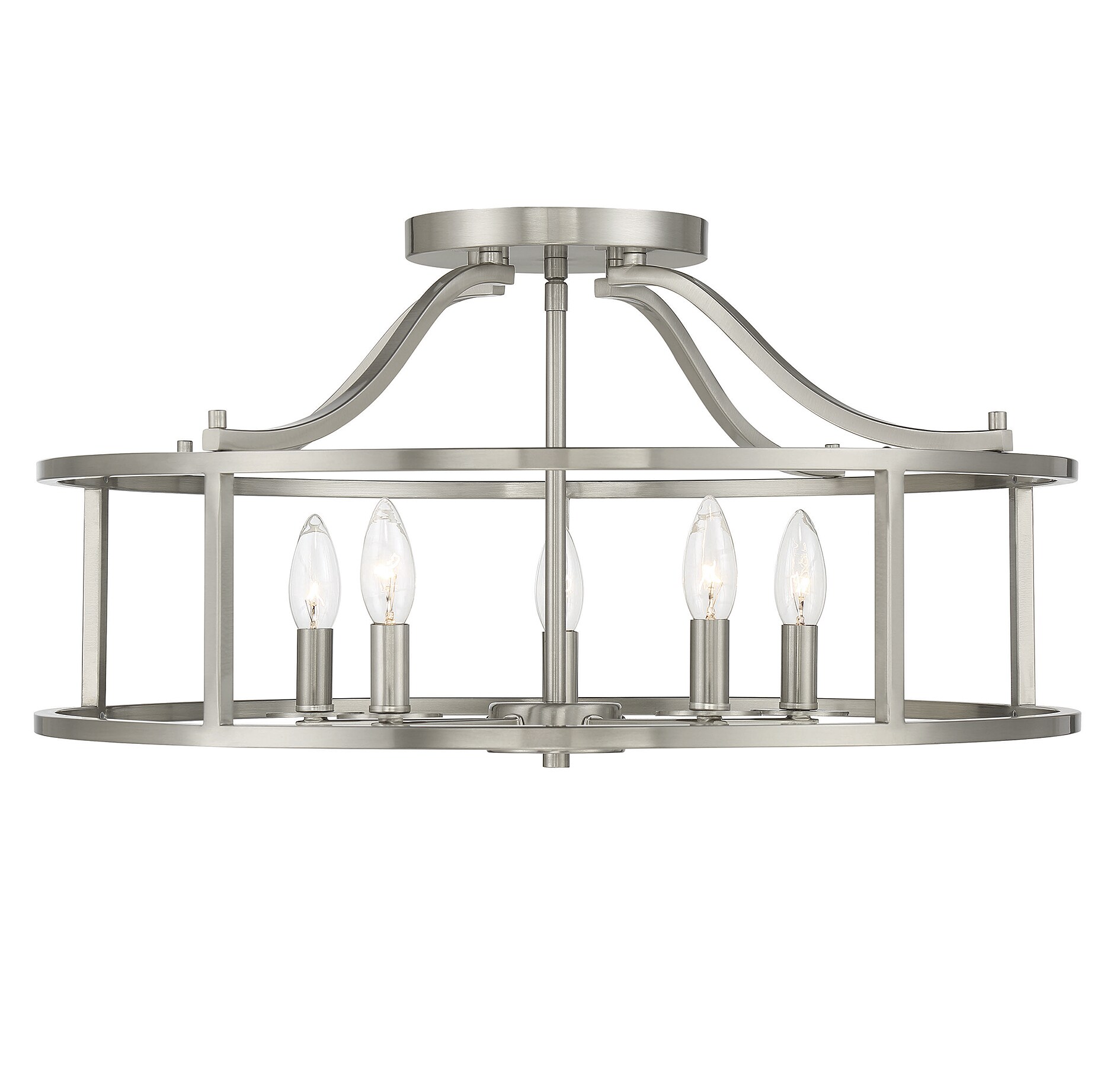 Savoy House Essentials 6-1679-5-SN Stockton 5-Light Ceiling Light in Satin Nickel 5 -Light 24-in Satin Nickel Semi Flush Mount Light
