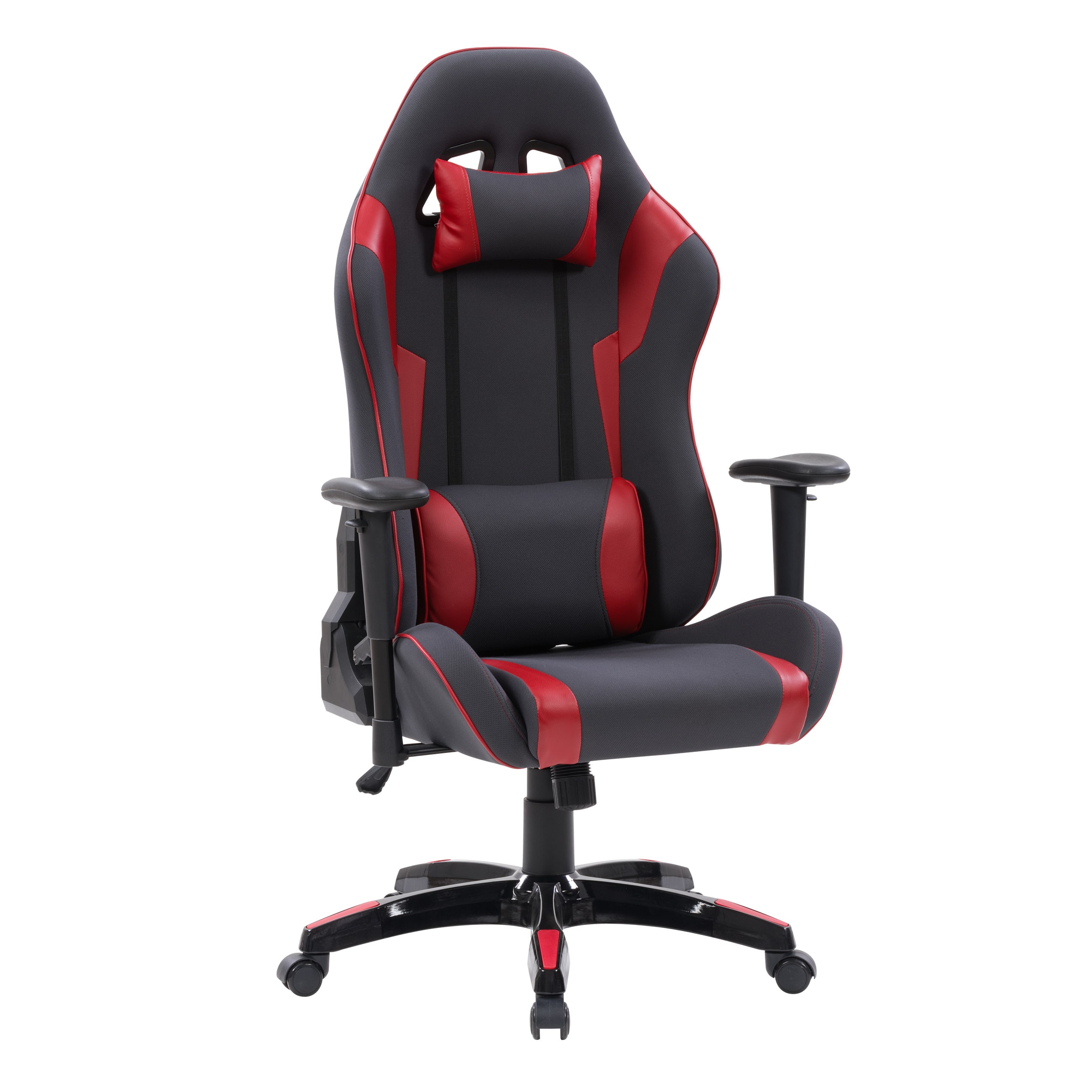 CorLiving LOF-835-G Grey and Red Contemporary Ergonomic Adjustable Height Swivel Upholstered Executive Chair