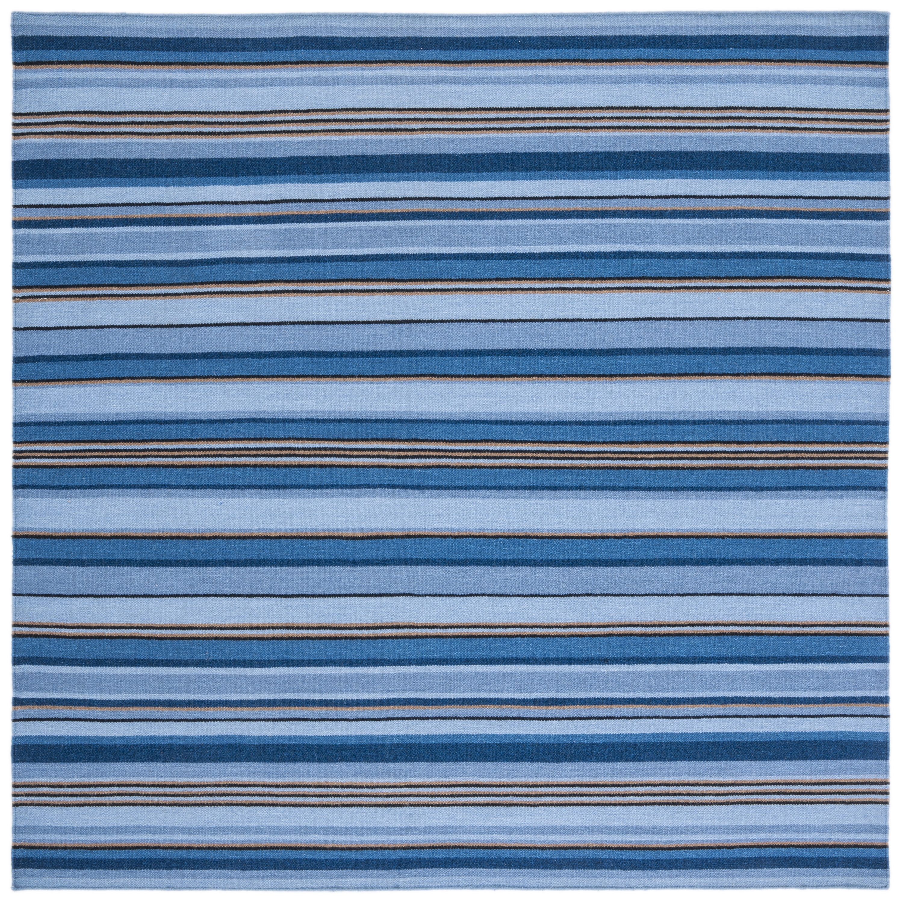 Safavieh STK601M-7SQ Striped Kilim Zahra 7 x 7 (ft) Loomed Wool Blue/Rust Square Indoor Stripe Farmhouse/Cottage Area rug