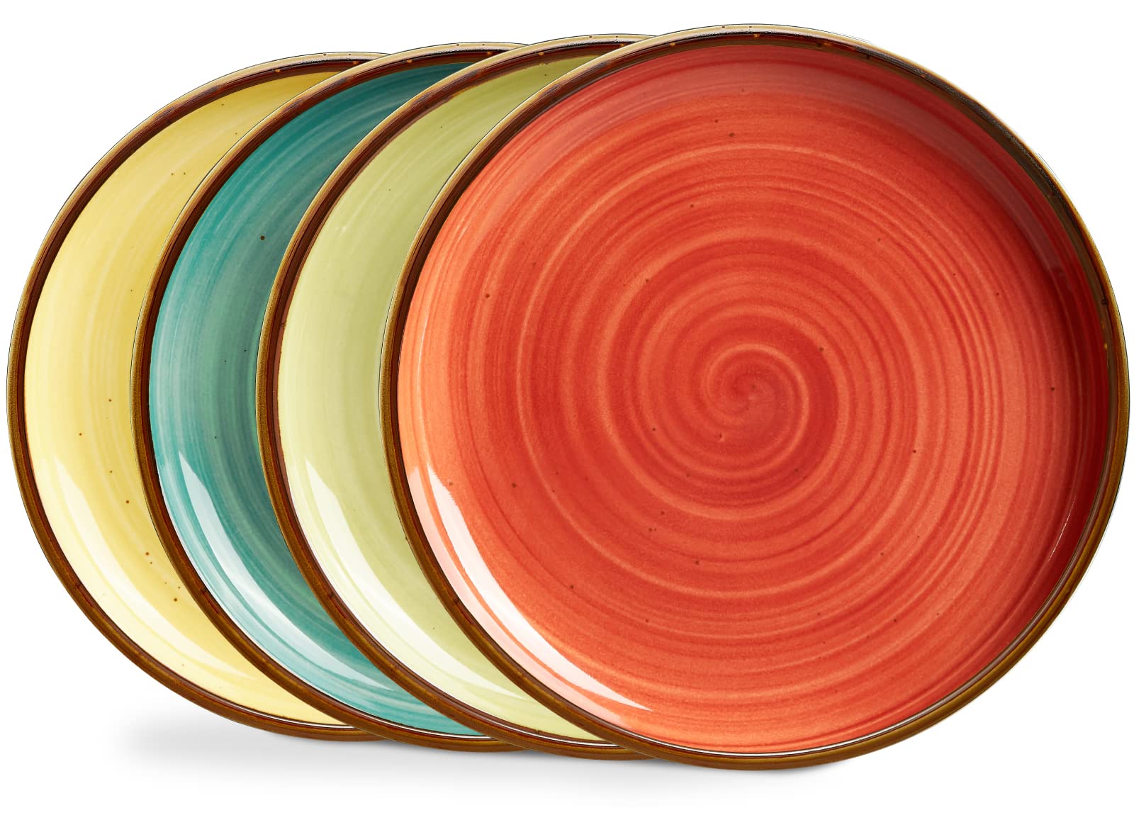 Aoibox  Porcelain Plates Set 10 5 Inch Large Ceramic Dinner Plates with Rustic Edge and Chestnut Brown Speckle Set of 4