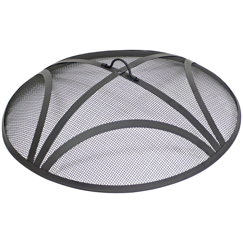 Black Steel Fire Pit Spark Screen, Fire Pit Screen Cover 48 Inch Round