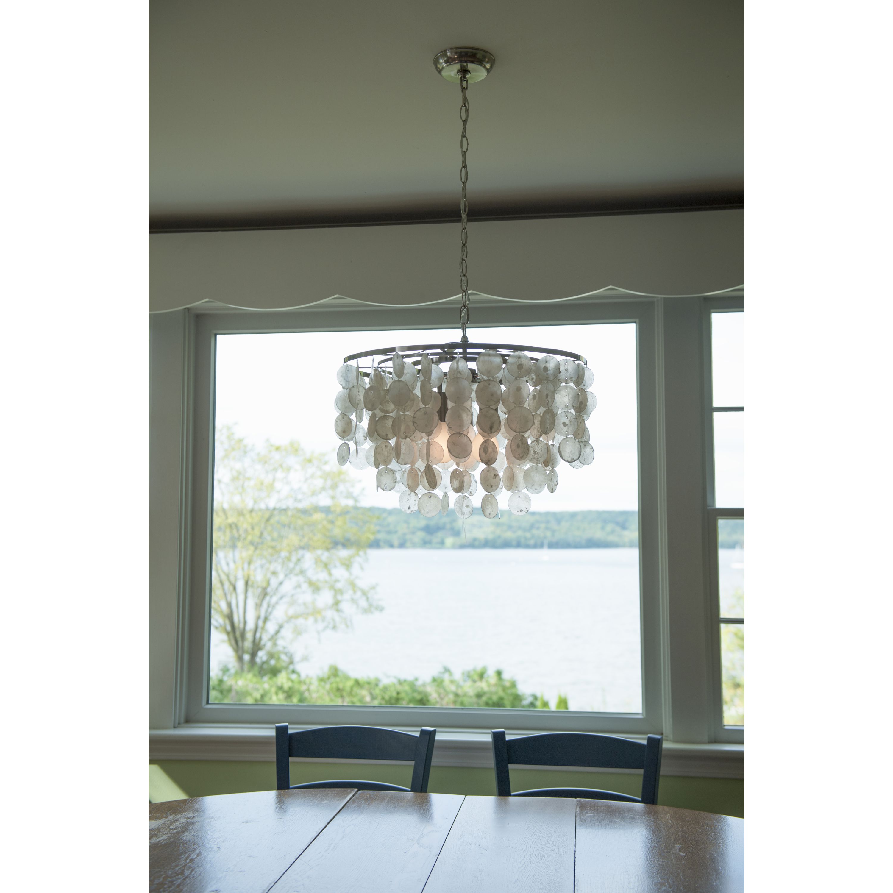 Cascadia P0139 Elsa 3 -Light Satin Nickel Coastal Tiered Medium Hanging Pendant light