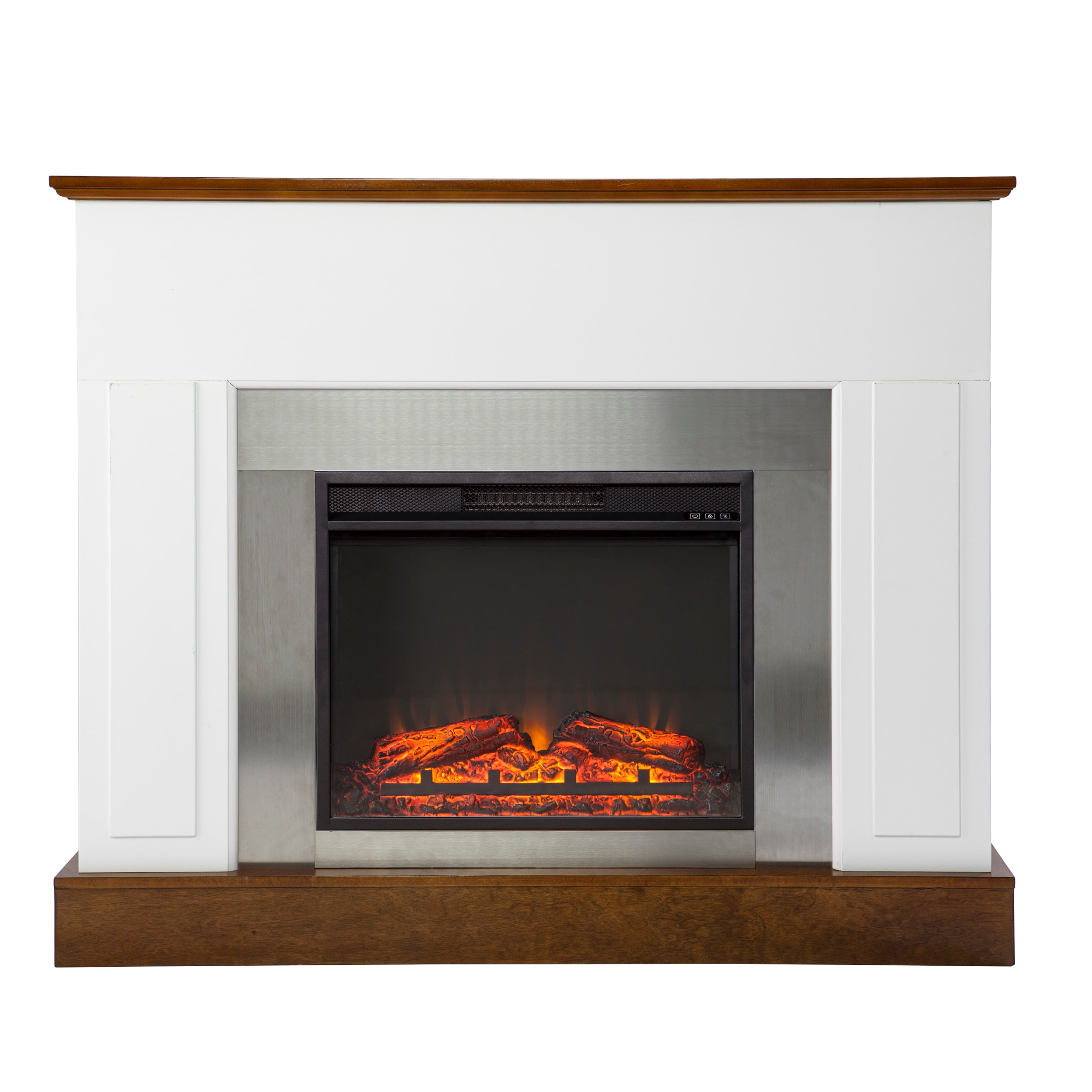 Southern Enterprises FP1027159 50-Inches W White Free standing Fan-forced Flat wall Electric Fireplace with Remote Control Included