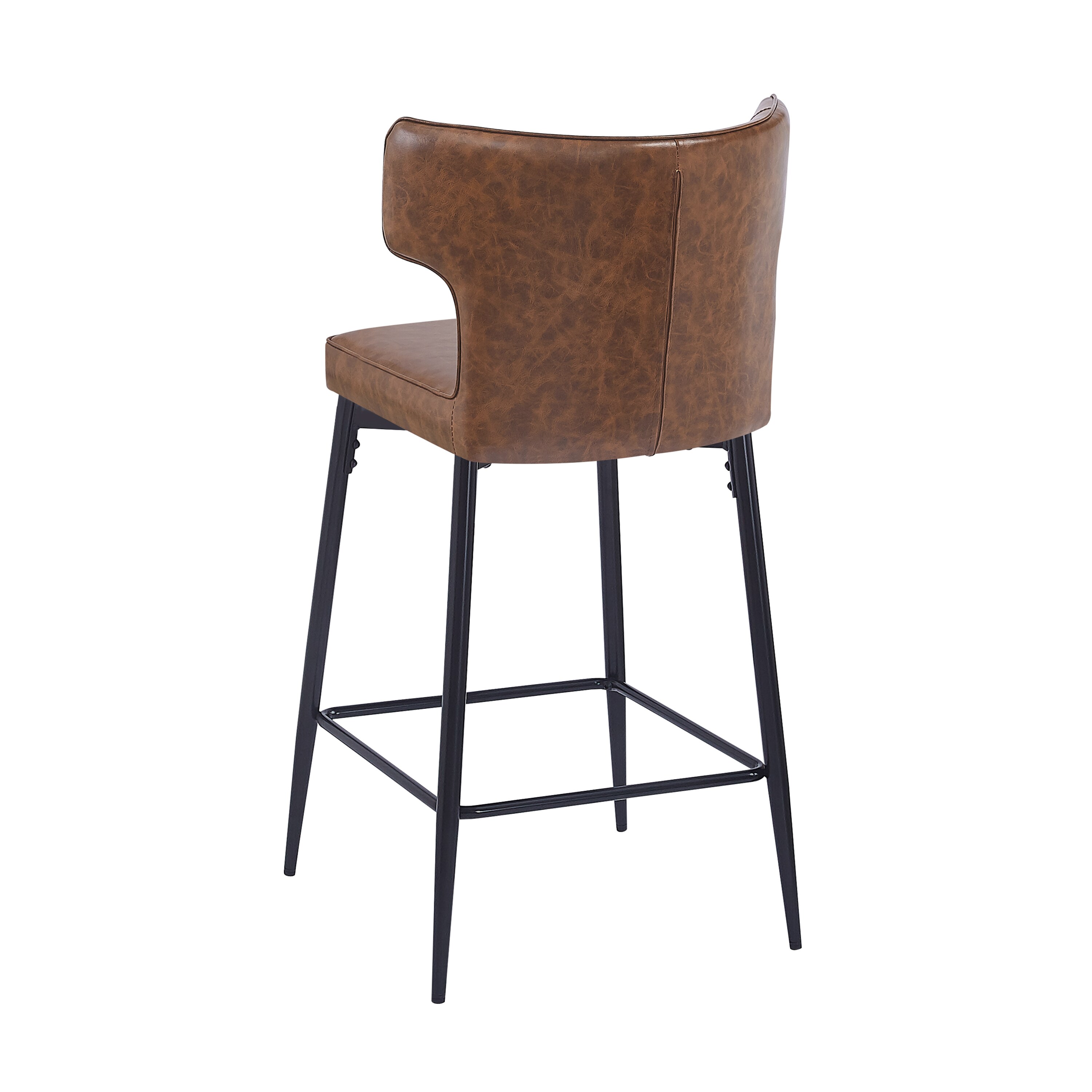 Norsans 28" Brown Faux Leather Iron Frame Counter Stool with Footrest