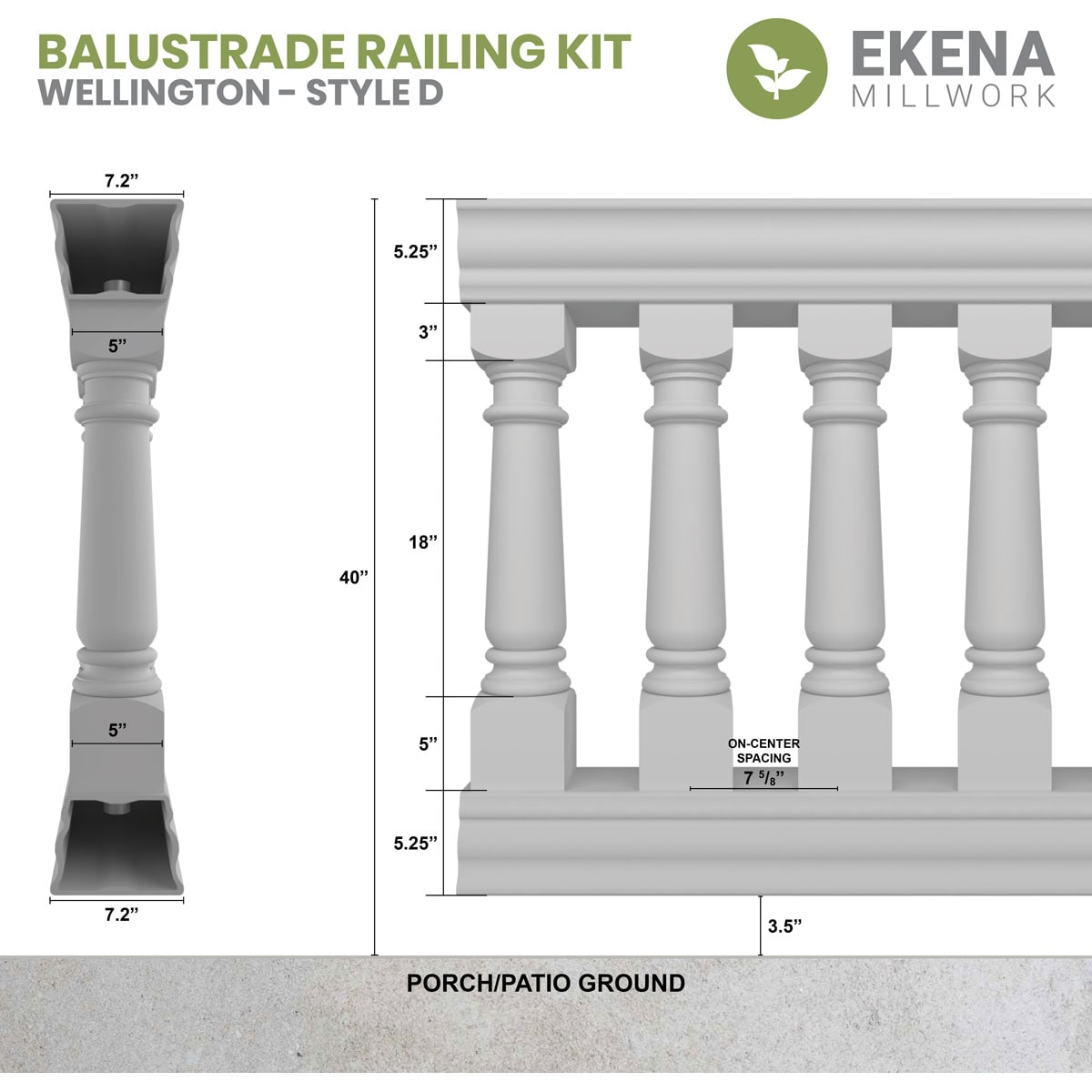 Ekena Millwork BALK40X072WED railings - View #2