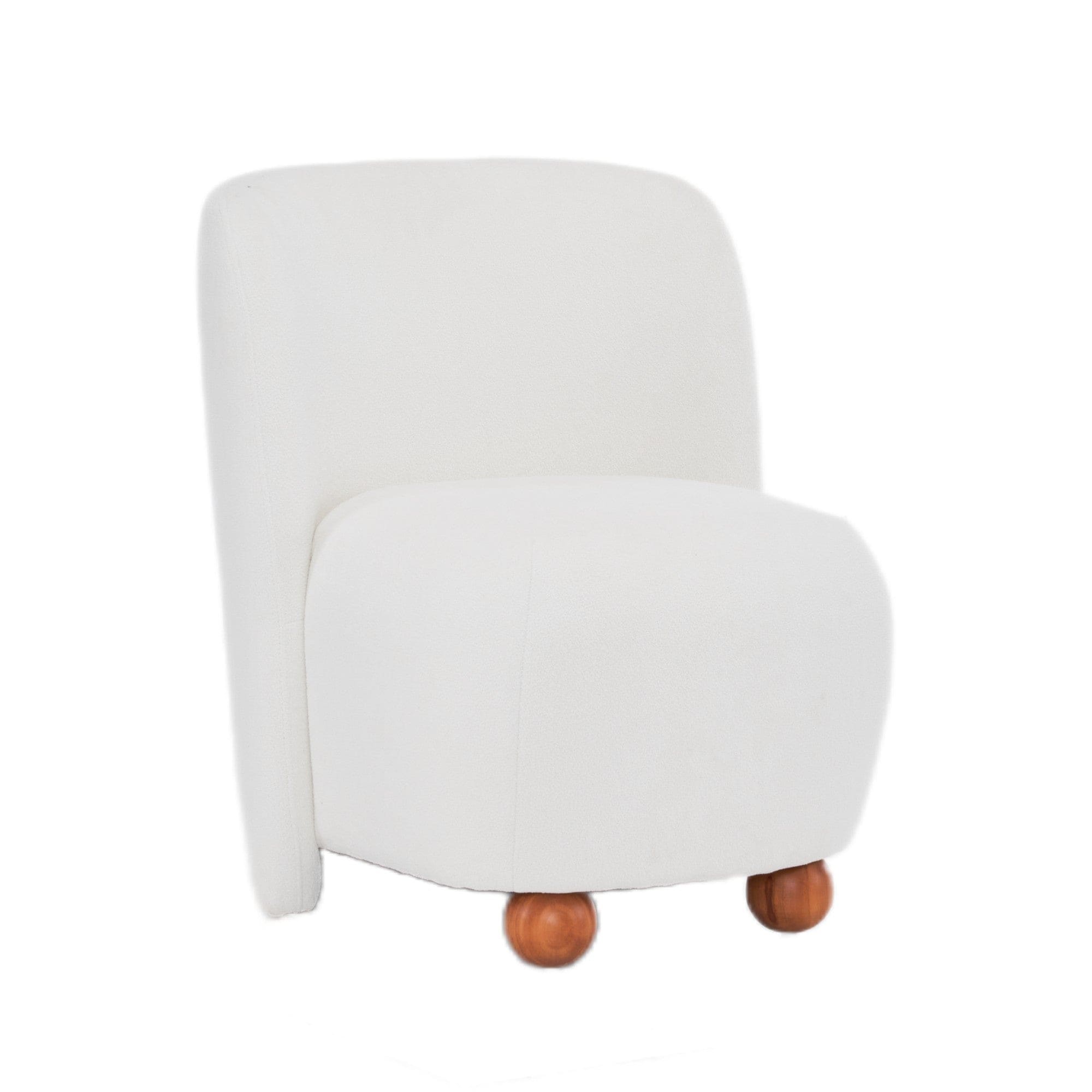 Boyel Living BL-NE-4950W White Modern Low Back Upholstered Armless Living Room Chairs with Round Pine Wood Feet for Small Living Spaces